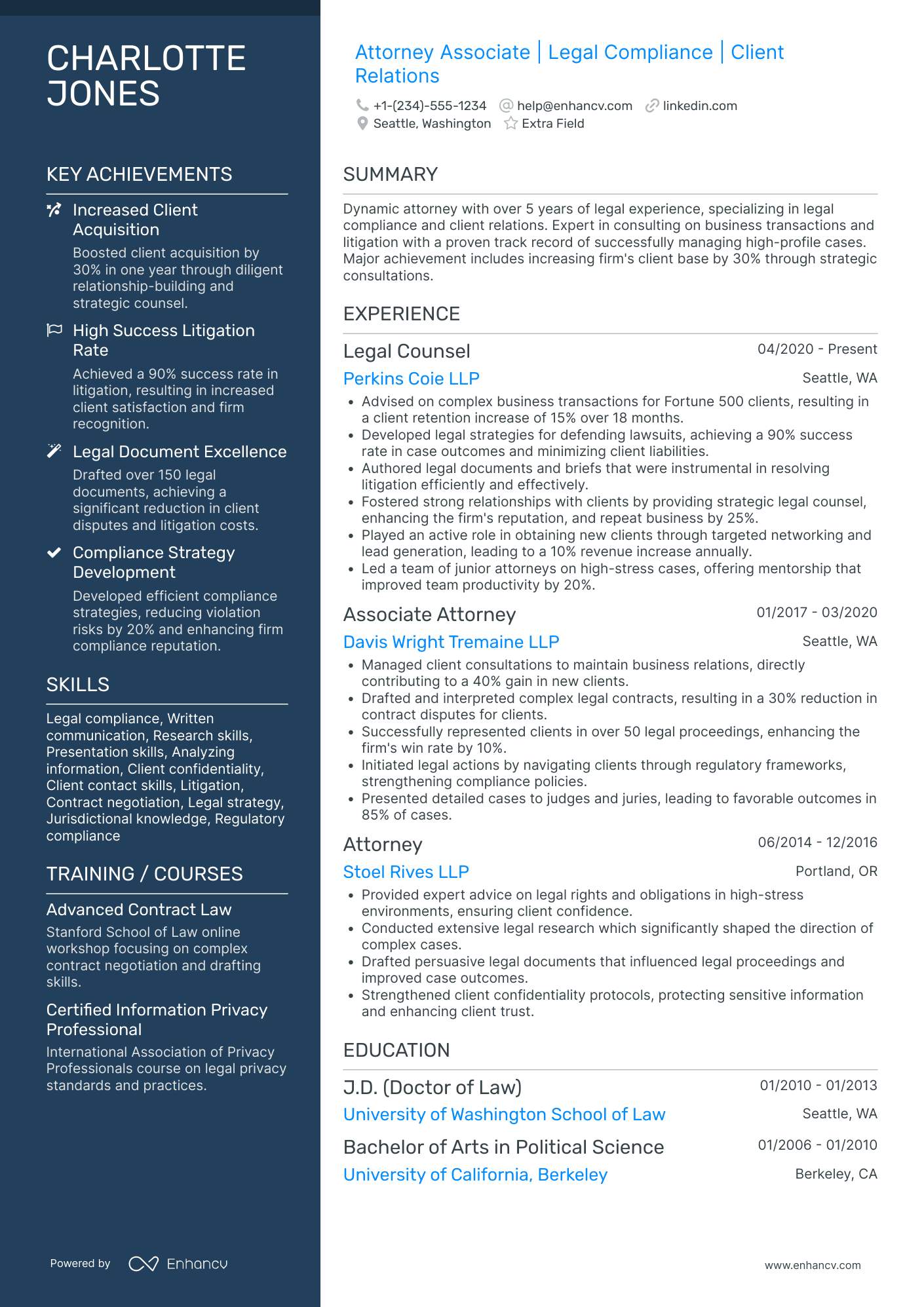 Associate Lawyer Resume Example