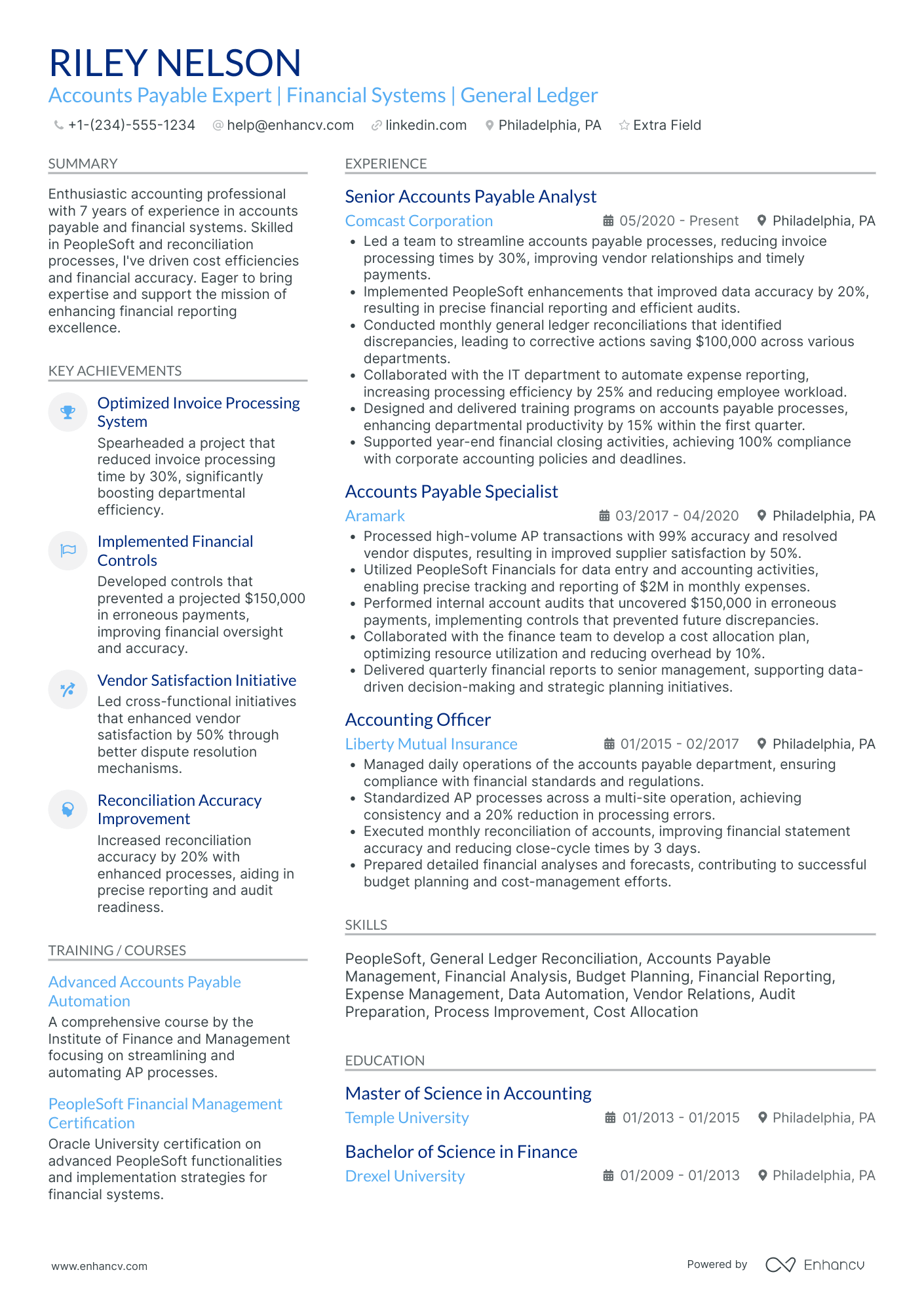 Accounts Payable Officer Resume Example