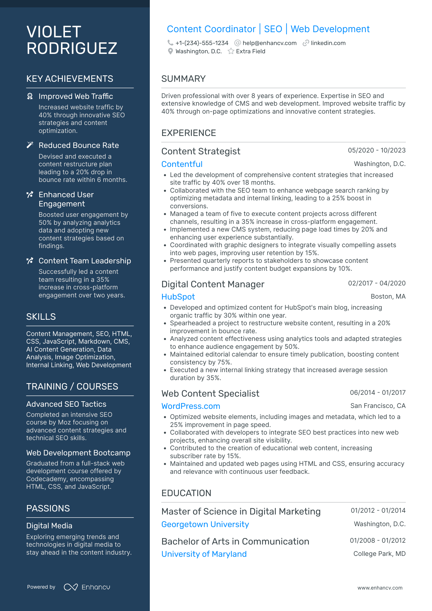 SEO Marketing Coordinator Resume Example