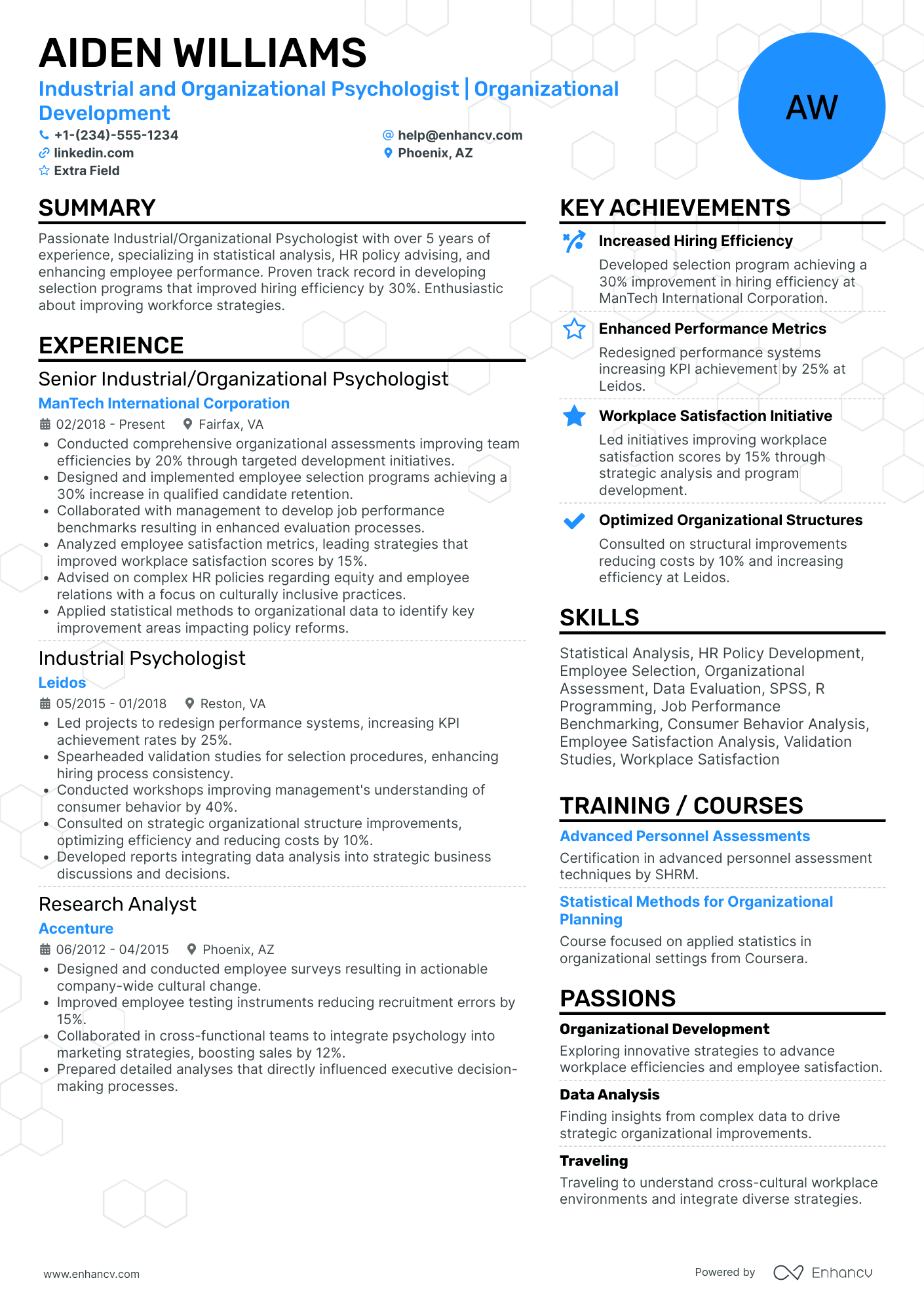 Industrial Organizational Psychologist Resume Example