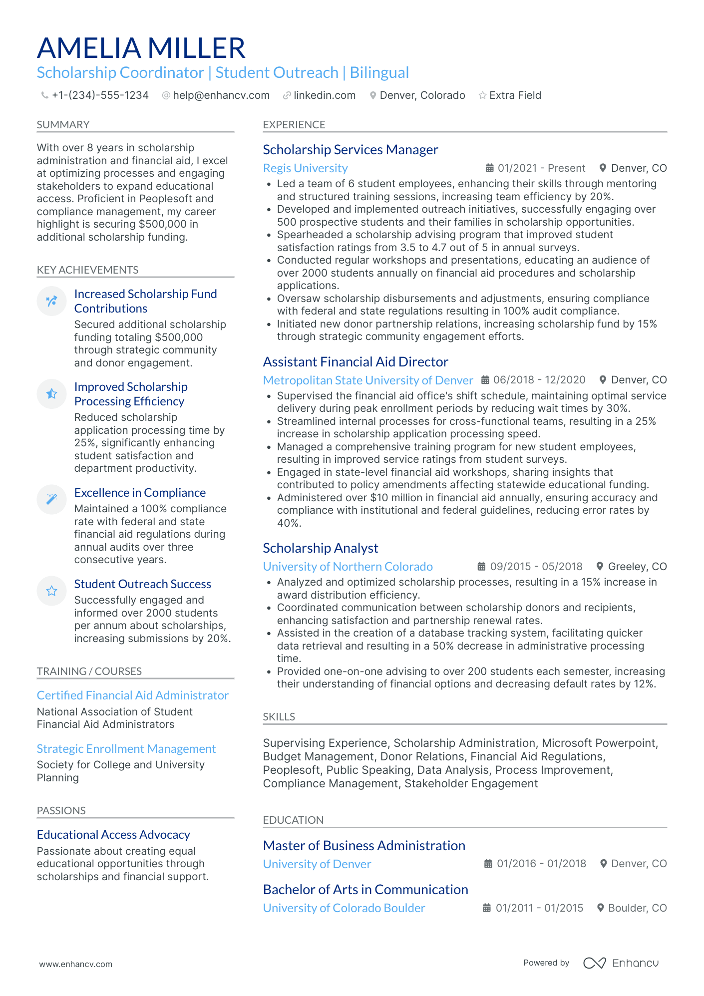 Scholarship Program Analyst Resume Example