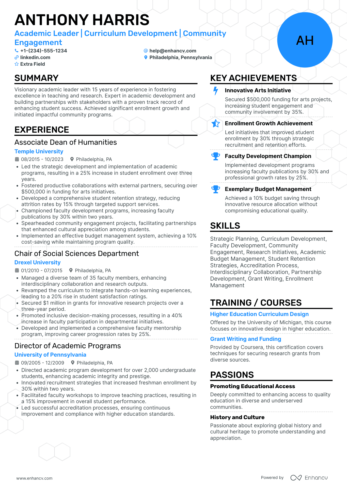 Culinary Arts Professor Resume Example