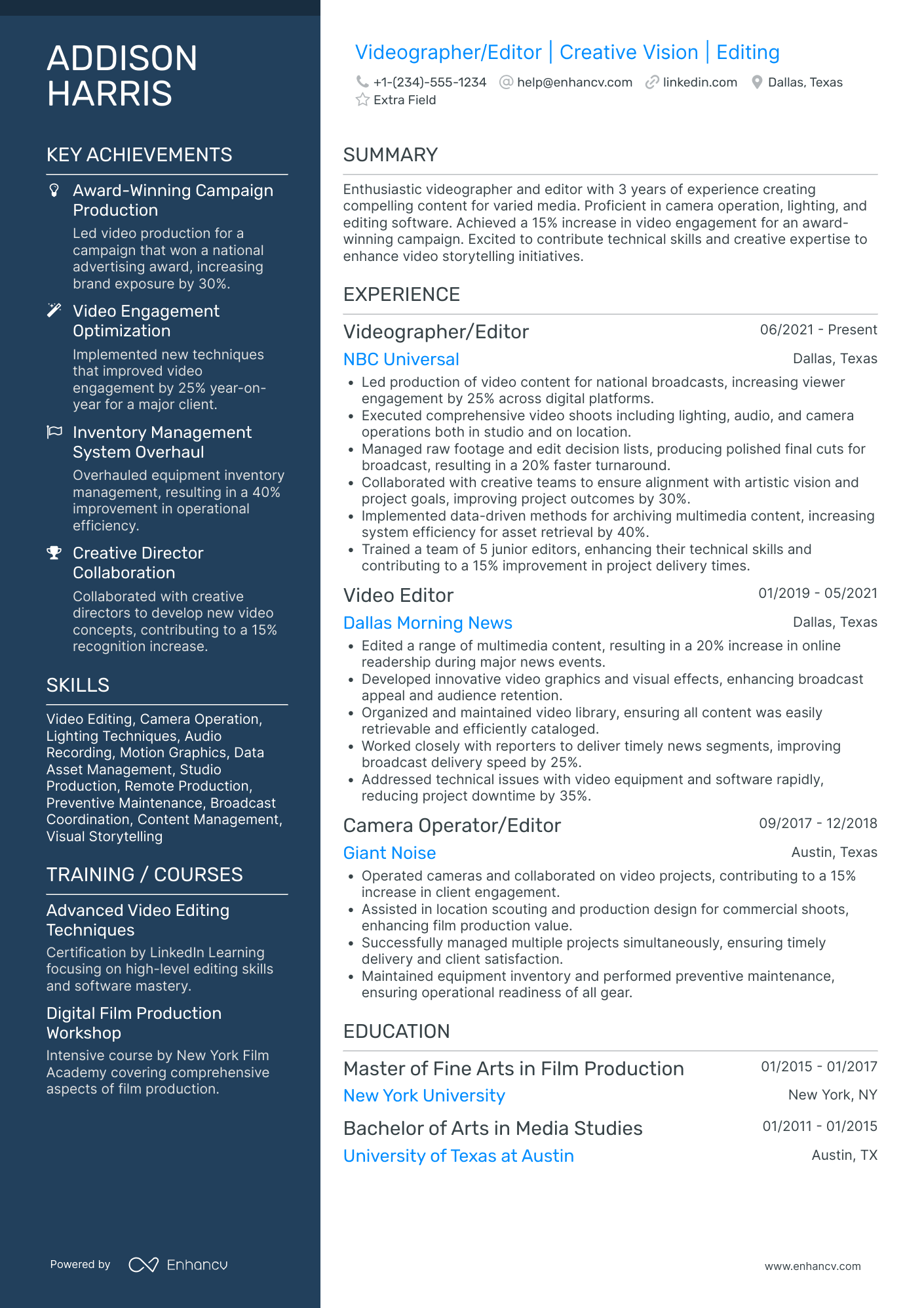 Content Writer Resume Example