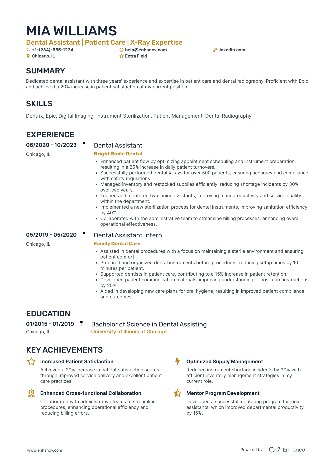 Junior Dental Assistant Resume Example