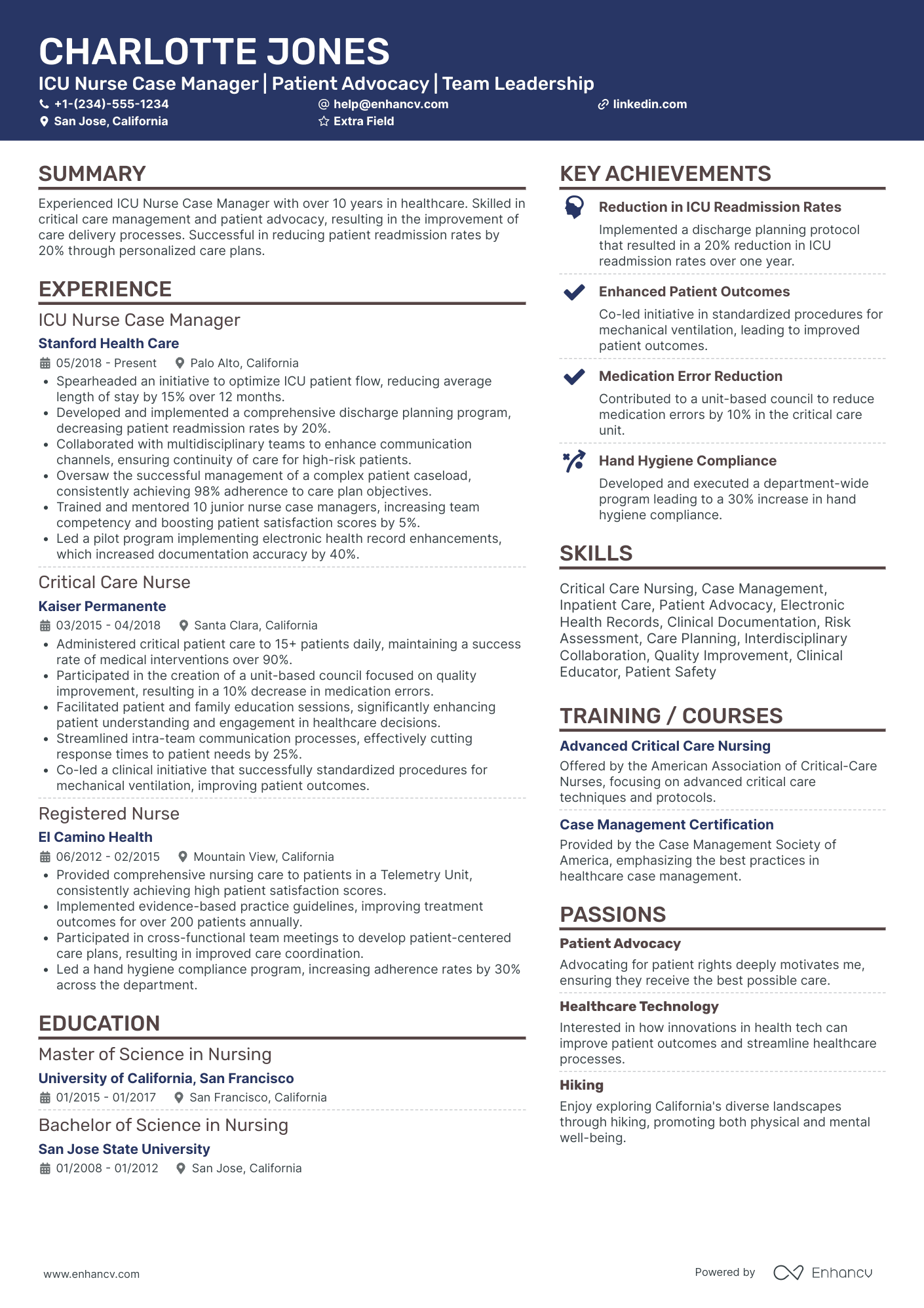 ICU Nurse Case Manager Resume Example