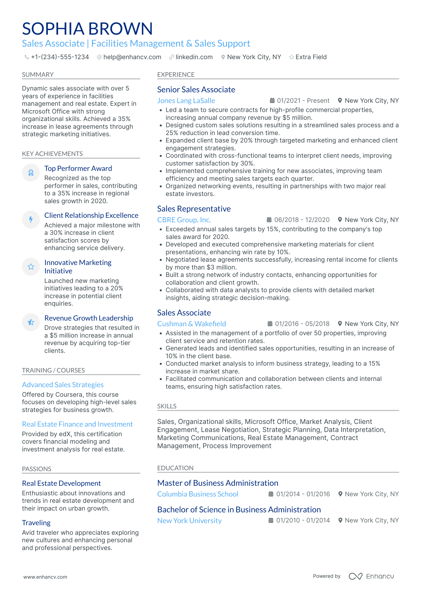 Experienced Sales Associate Resume Example