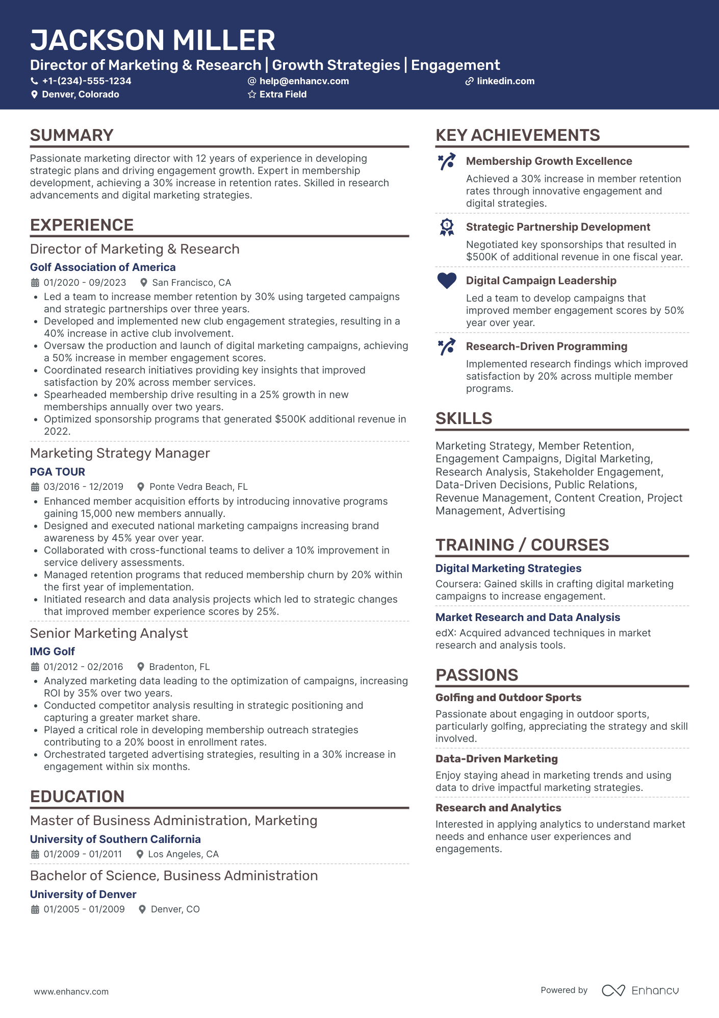 Marketing Research Director Resume Example