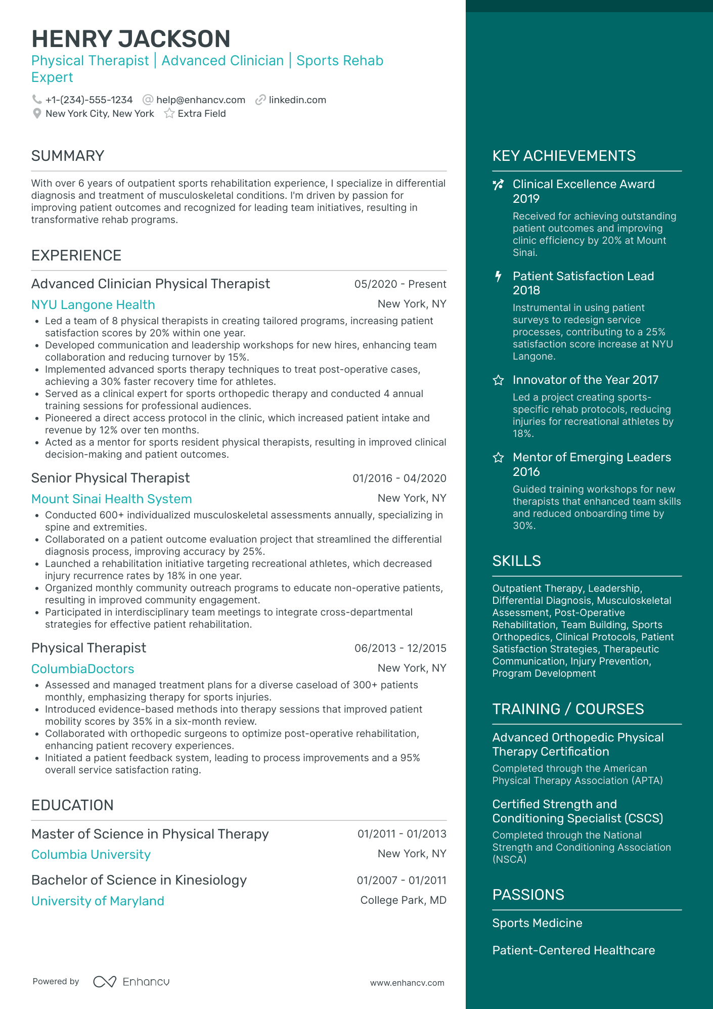 Sports Rehabilitation Therapist Resume Example