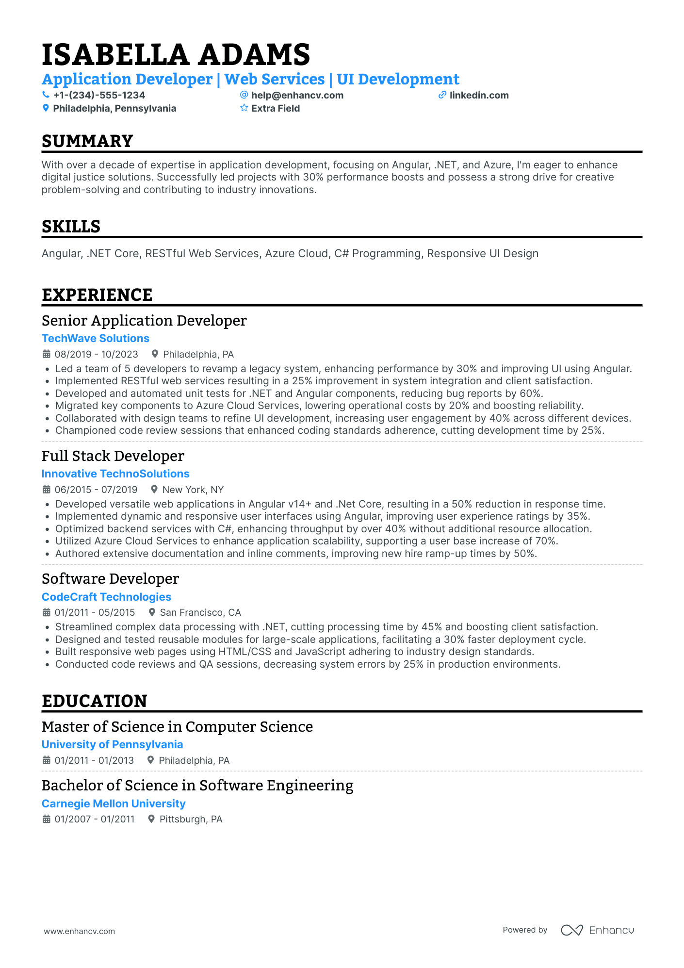 .Net Frontend Developer Resume Example