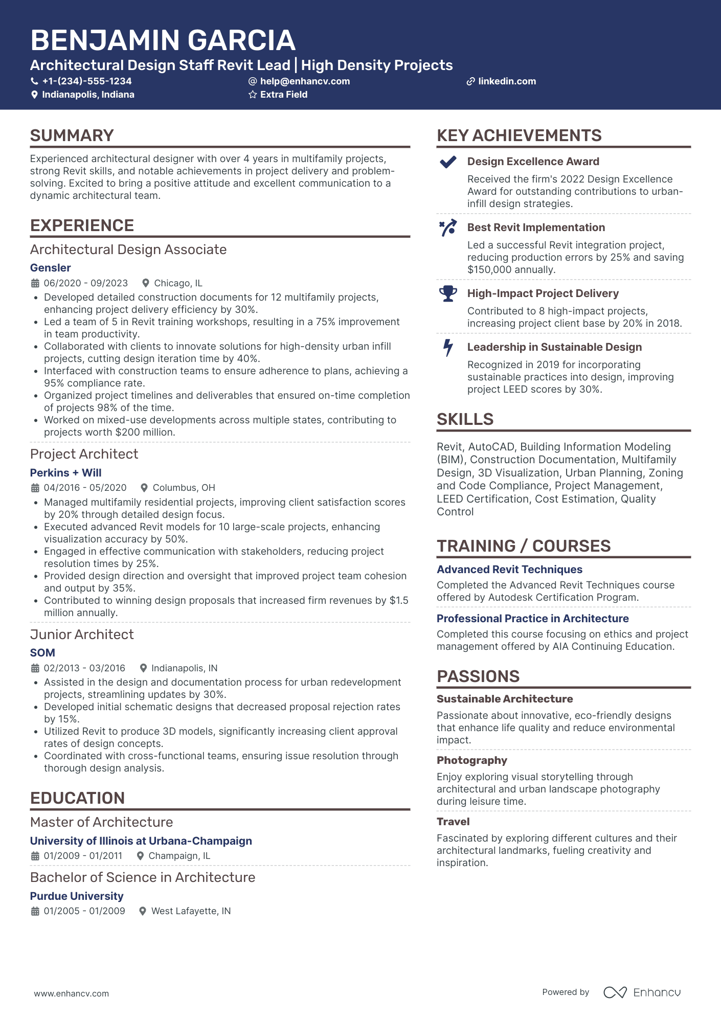 Lead Architectural Designer Resume Example