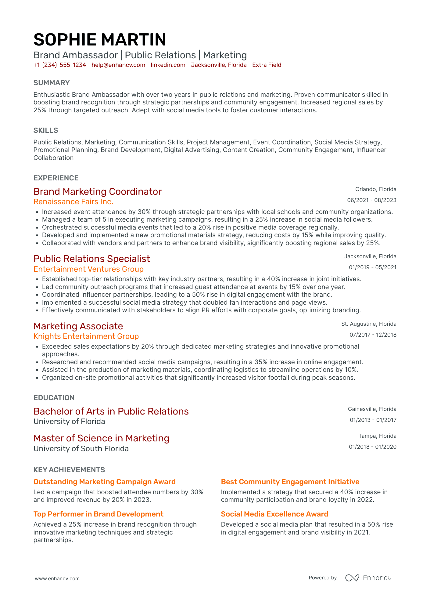 Social Media Influencer Brand Ambassador Resume Example