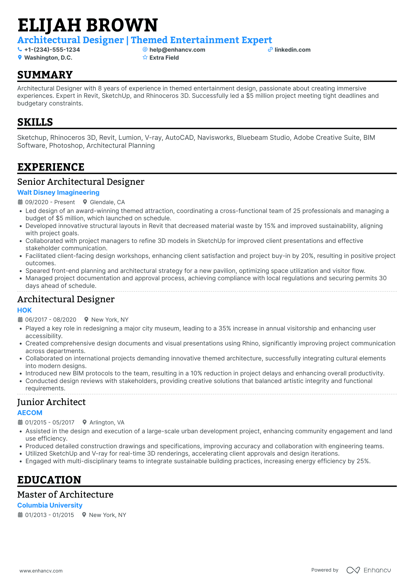 Architectural Designer II Resume Example