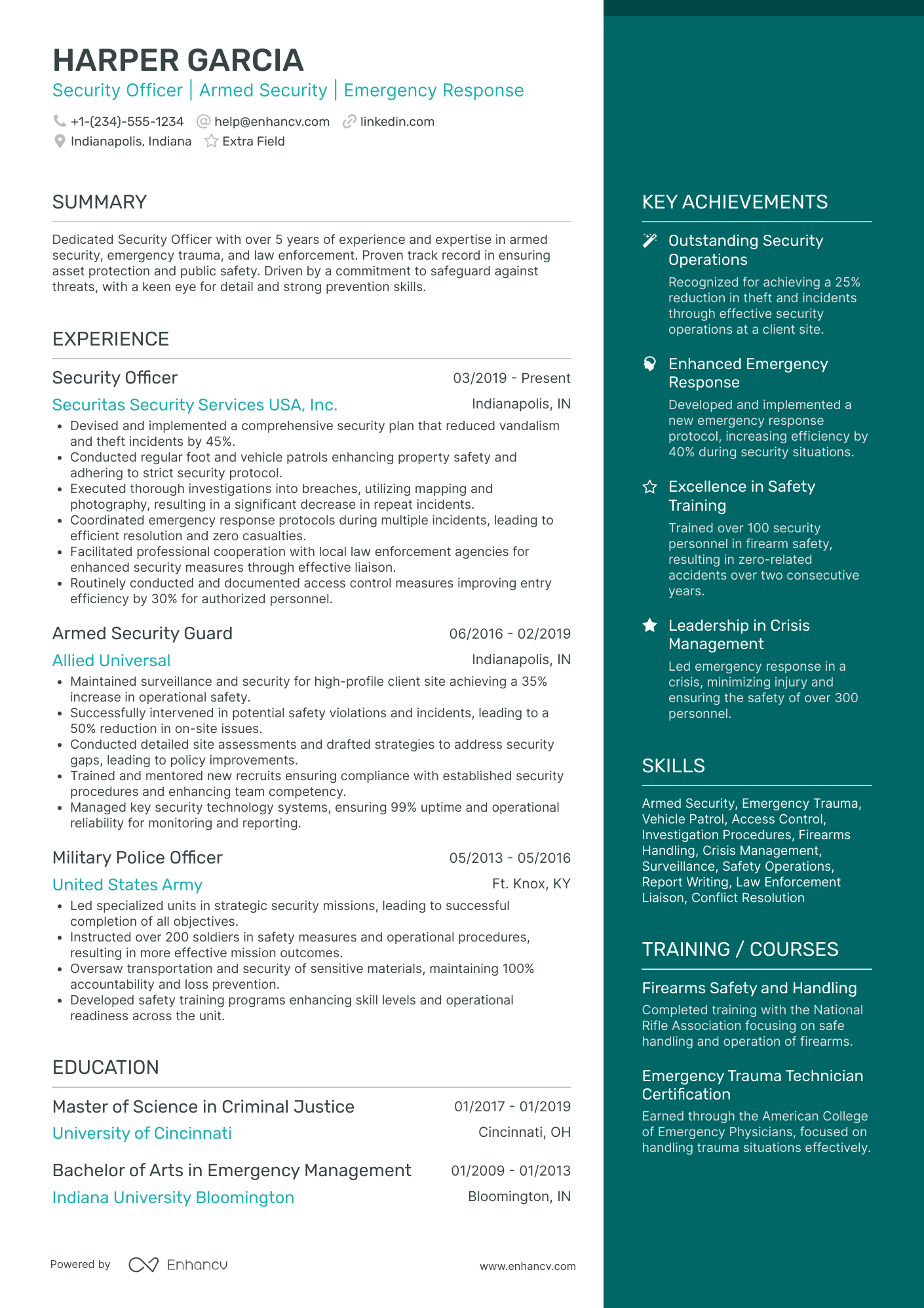 Principal Security Officer Resume Example