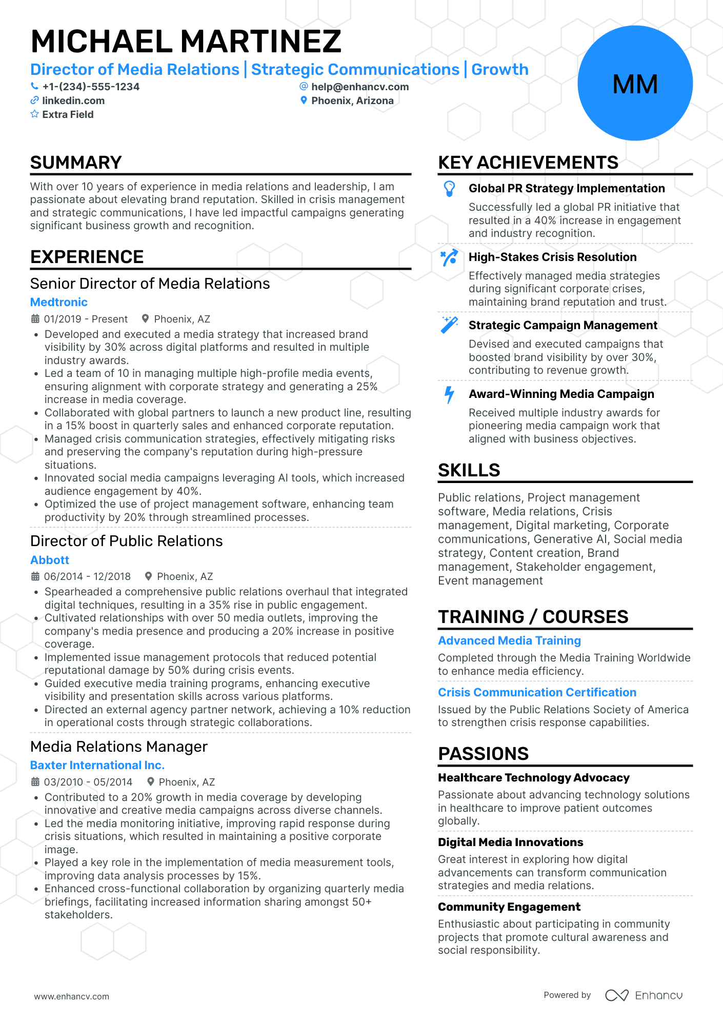 Marketing Director, Public Relations Resume Example