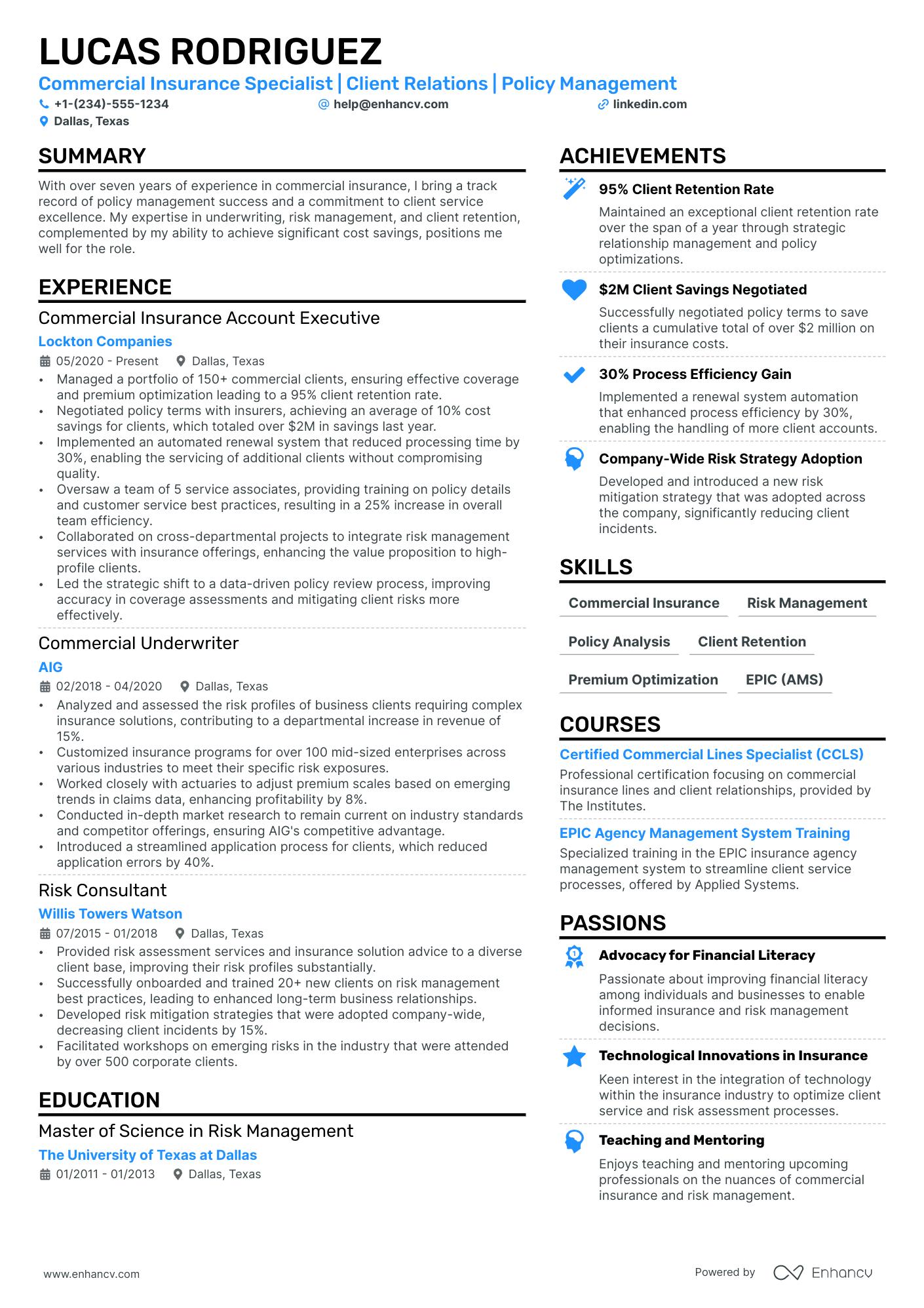 Client Service Manager Resume Example