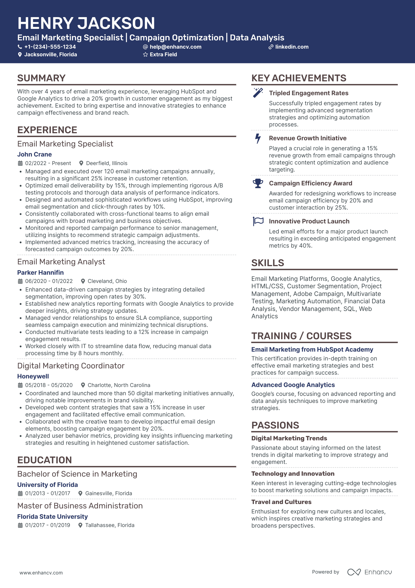 Email Marketing Automation Specialist Resume Example