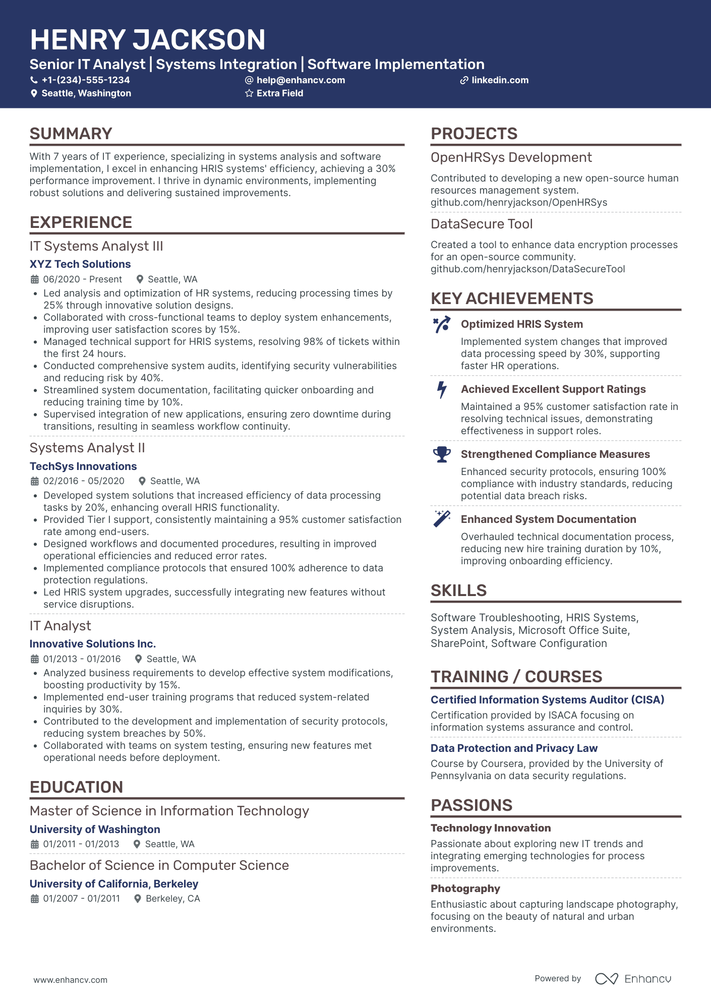 IT Support Analyst III Resume Example