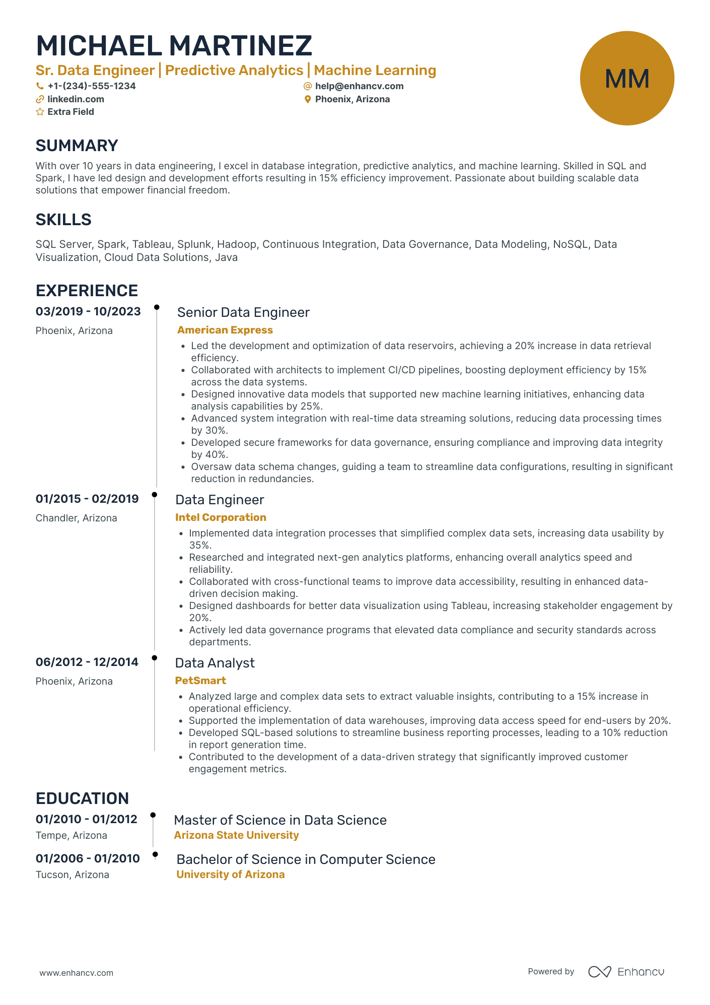 Entry Level Big Data Engineer Resume Example