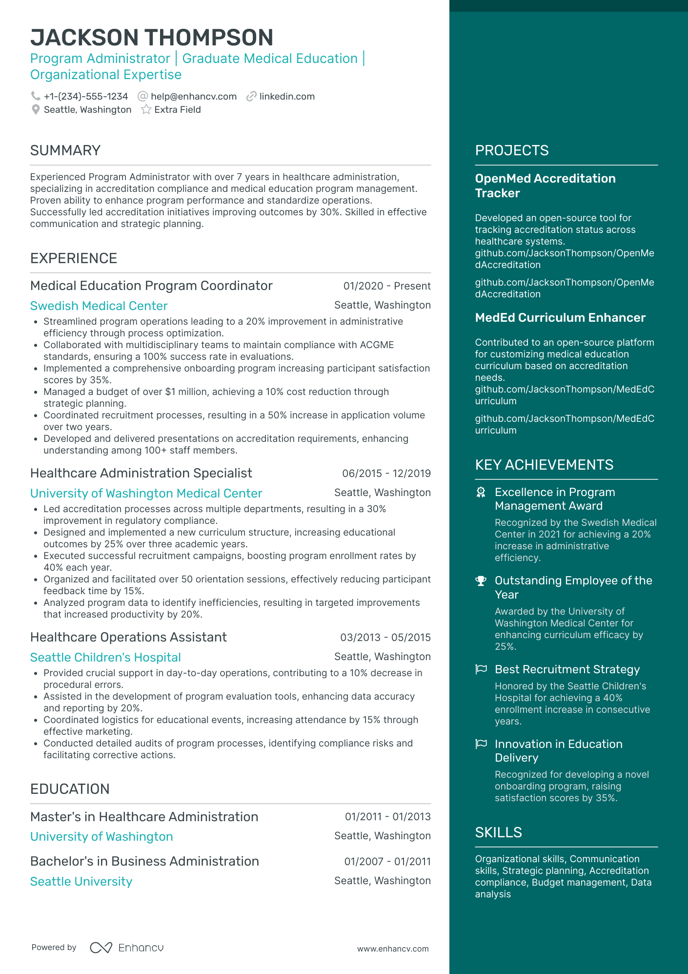 Educational System Administrator Resume Example