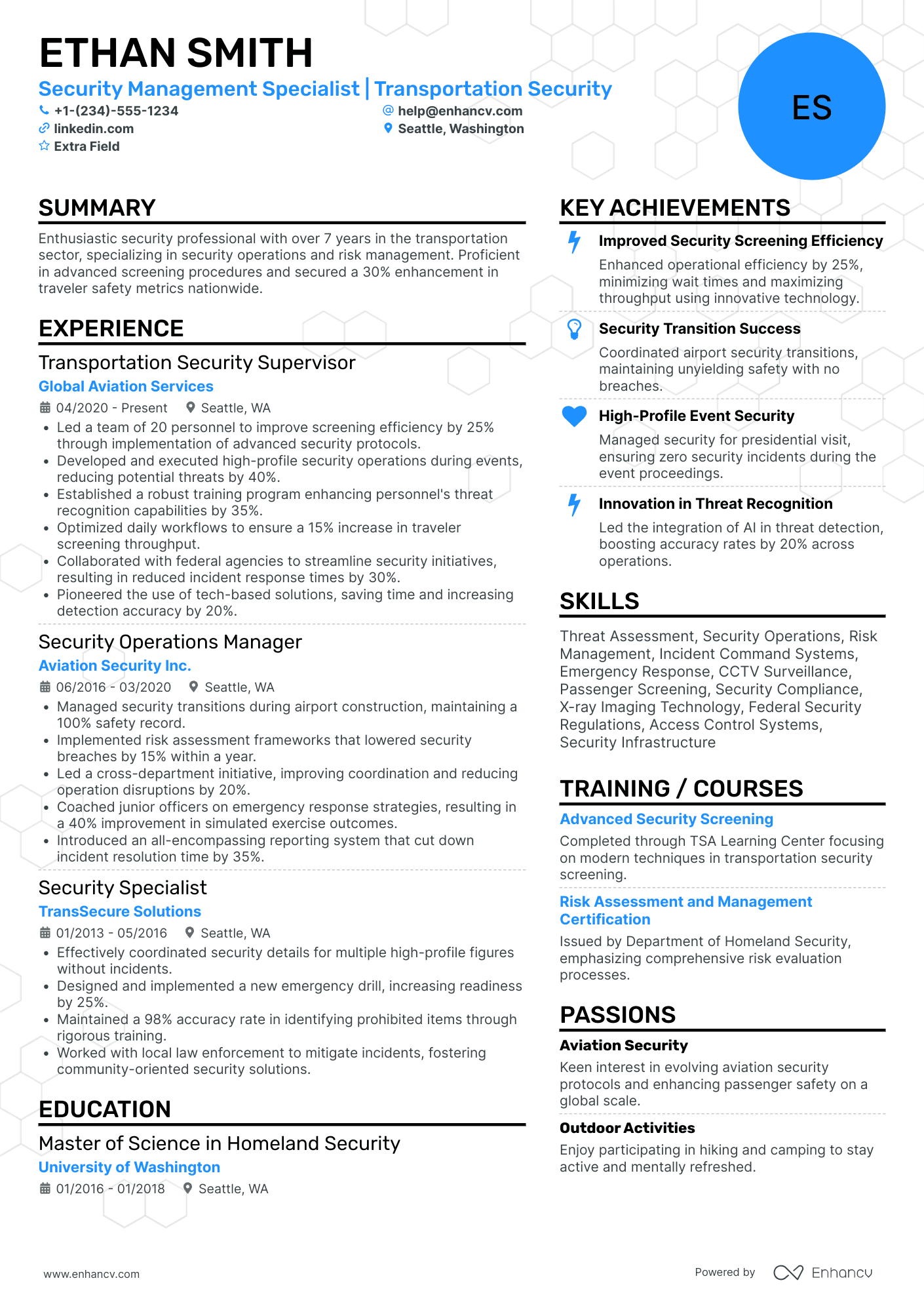 Transportation Security Officer Resume Example