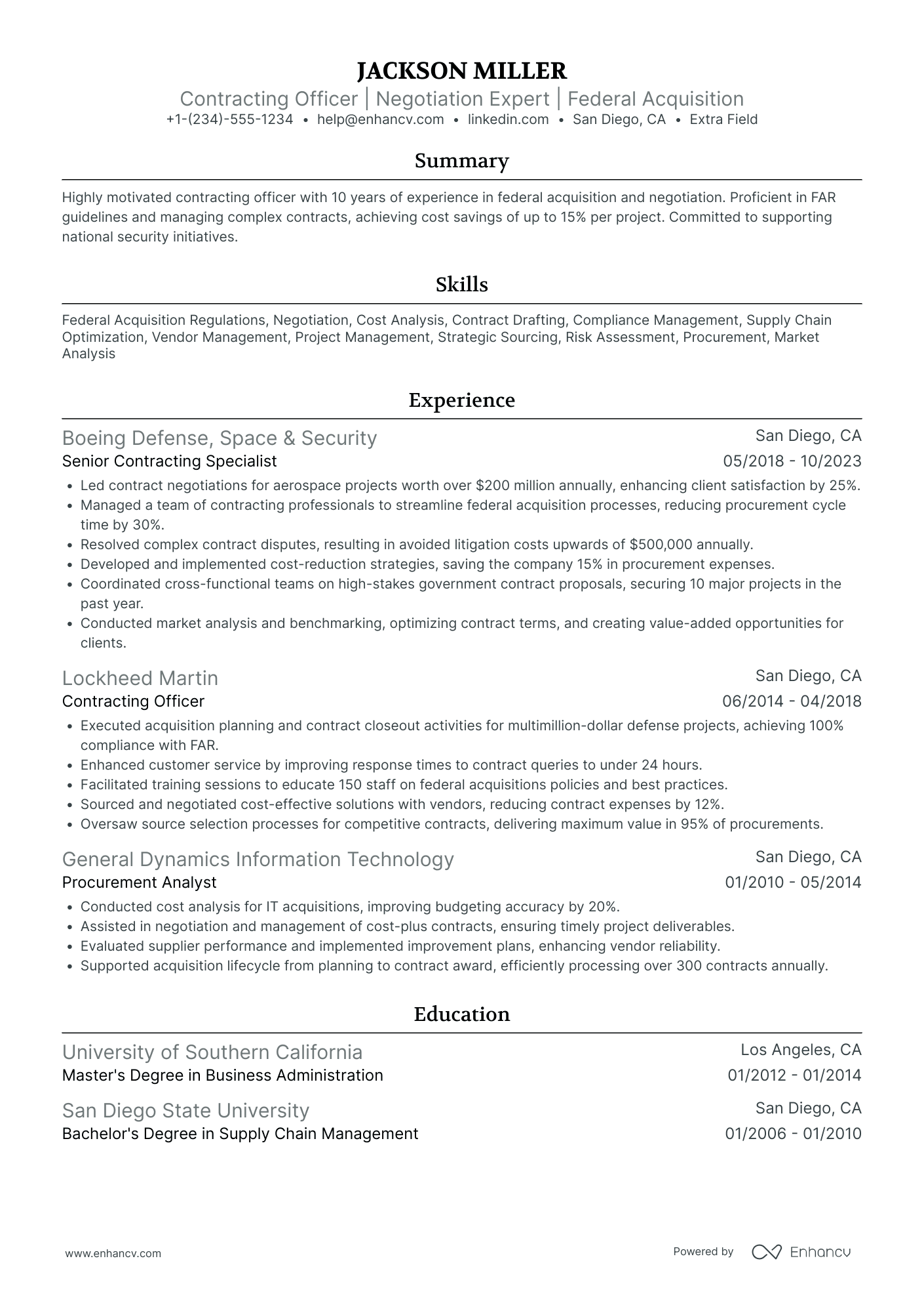 US Customs and Border Protection Officer Resume Example