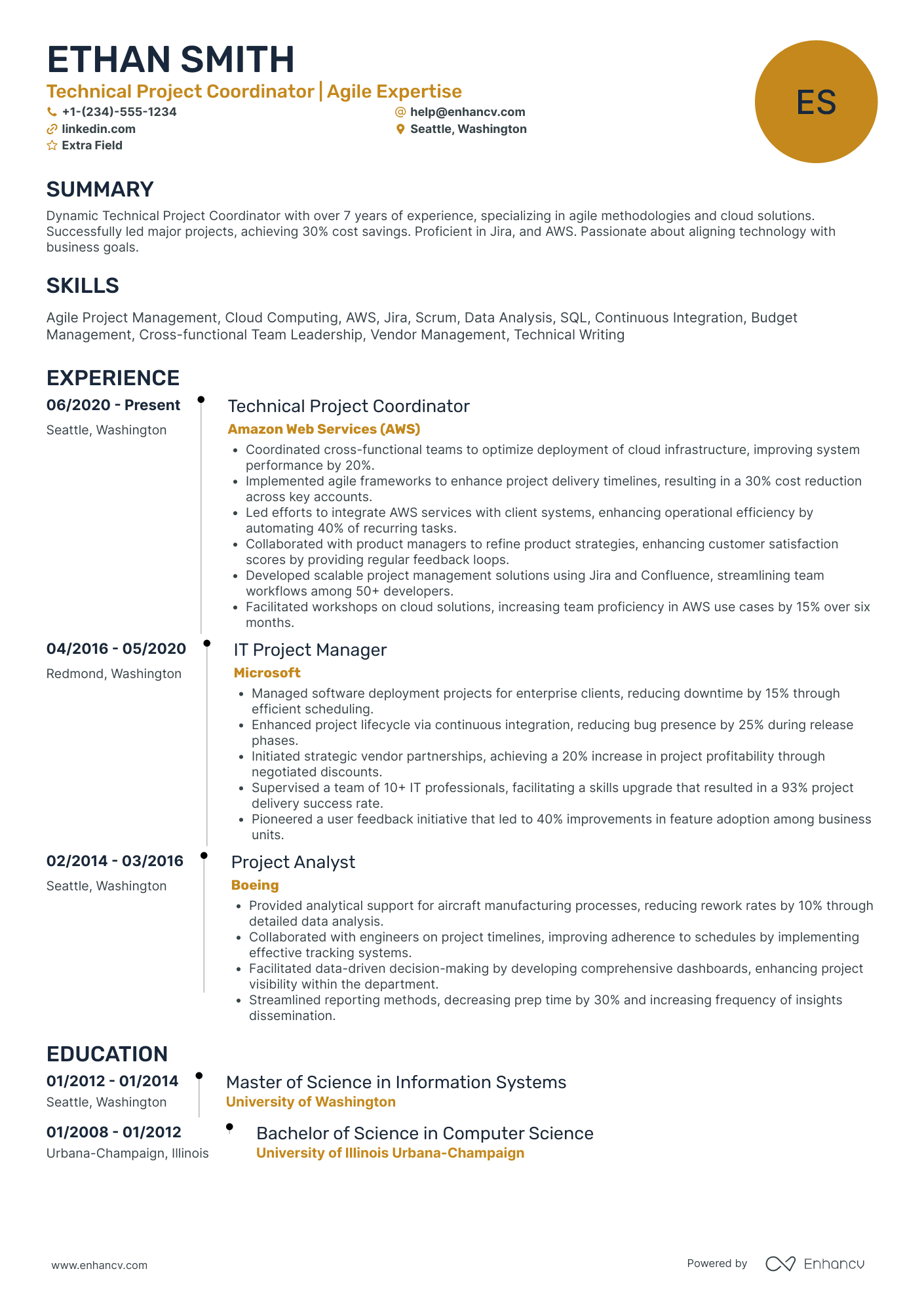 Technical Project Coordinator Resume Example