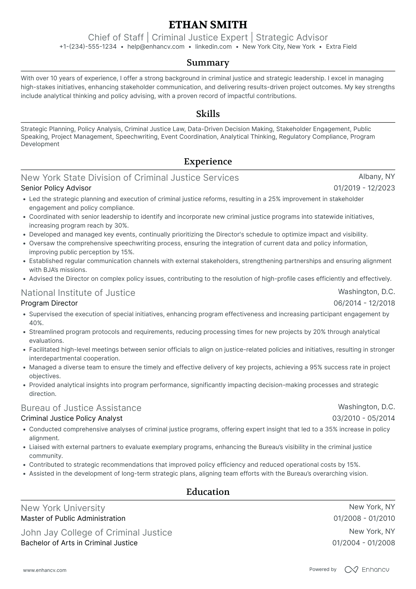 Executive Chief of Staff Resume Example