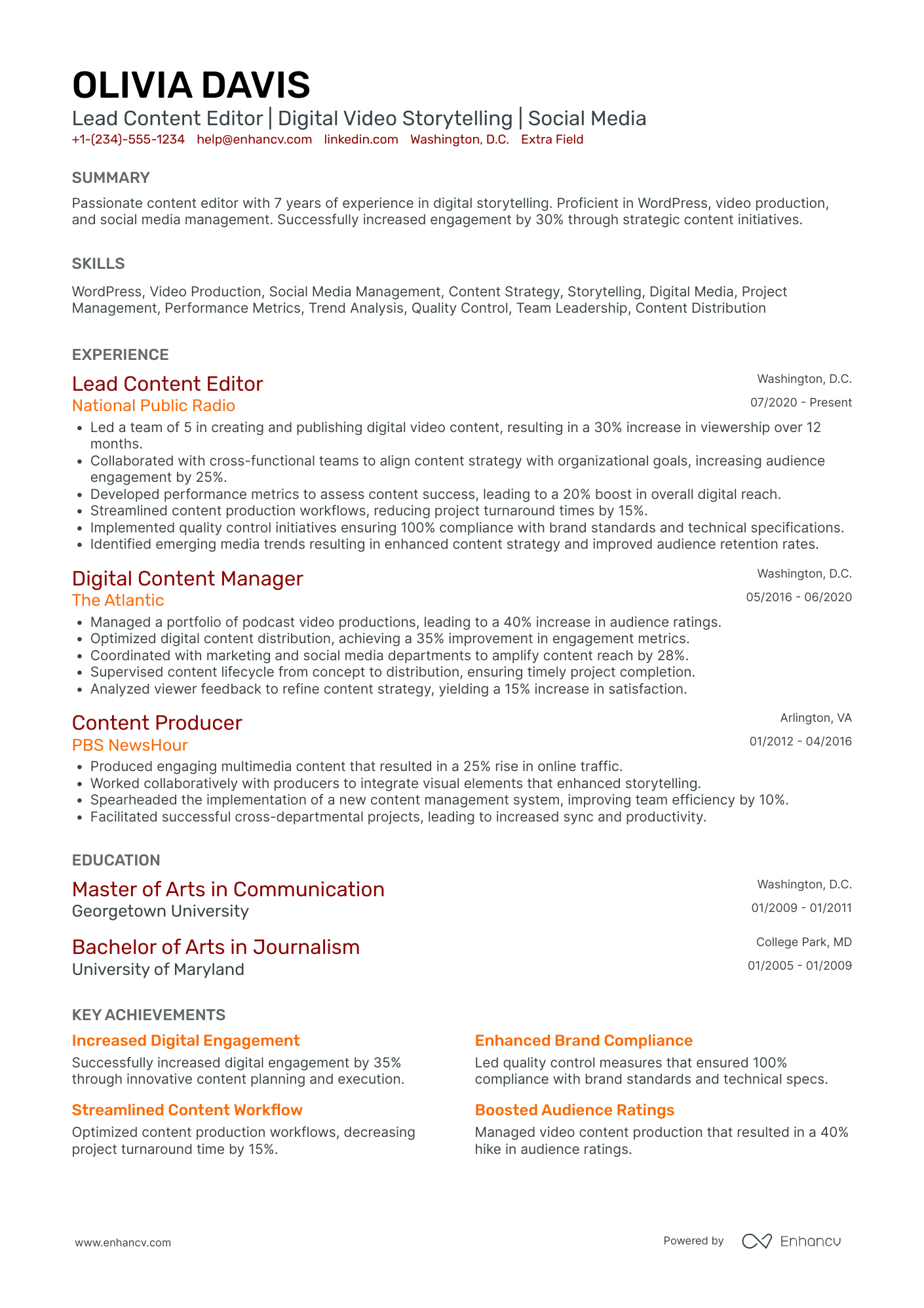 Online Content Video Editor Resume Example