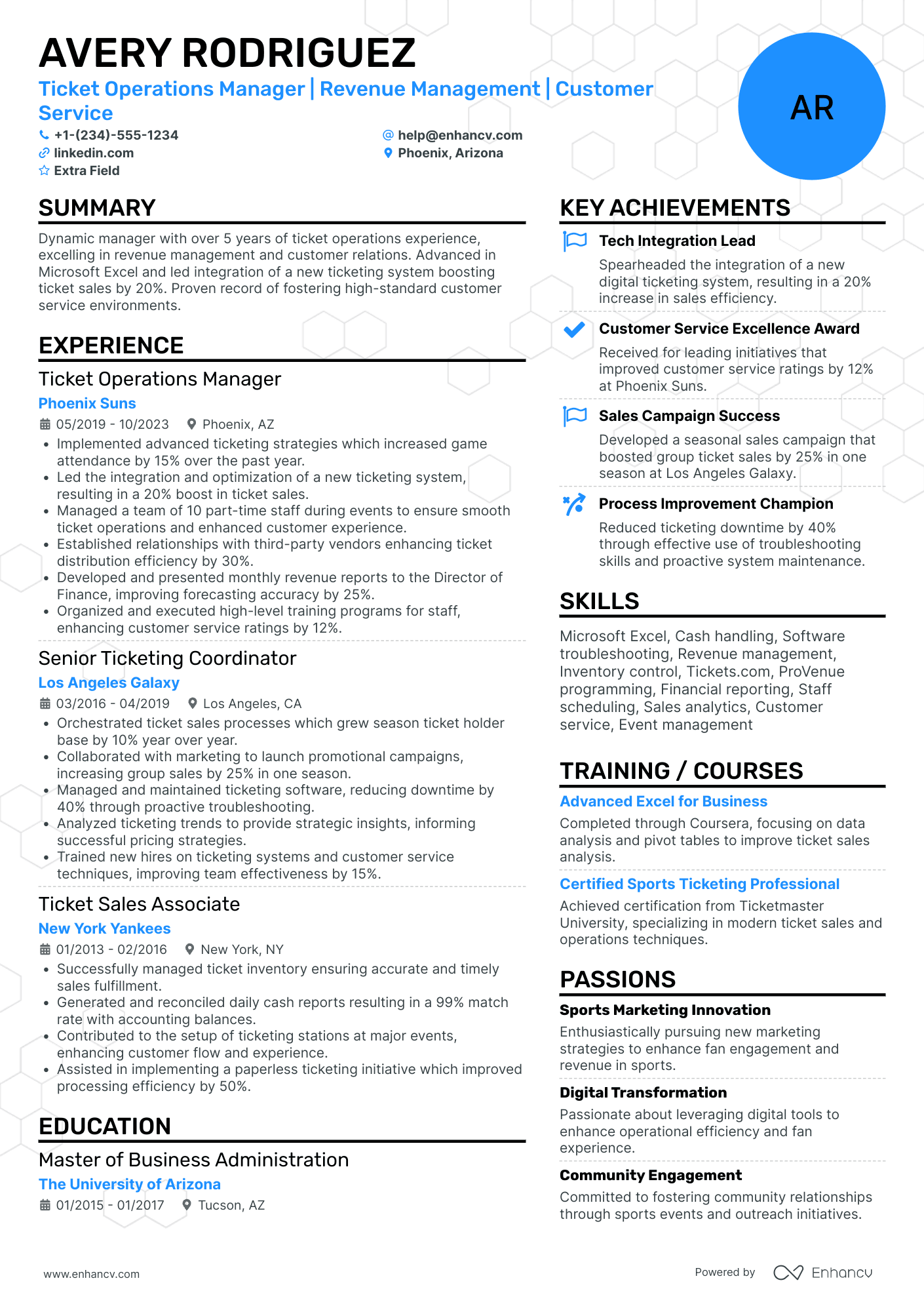 Pricing Operations Manager Resume Example