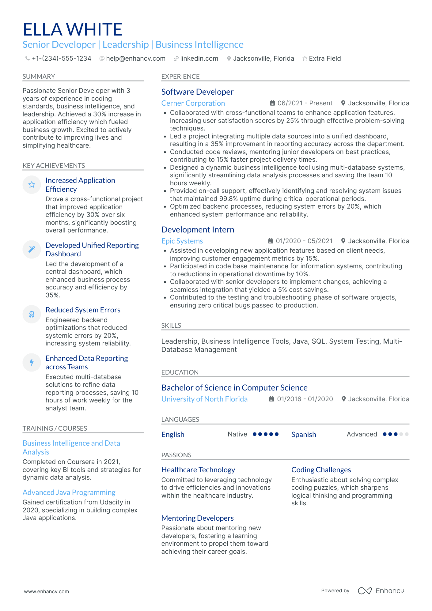 Junior Spotify Developer Resume Example