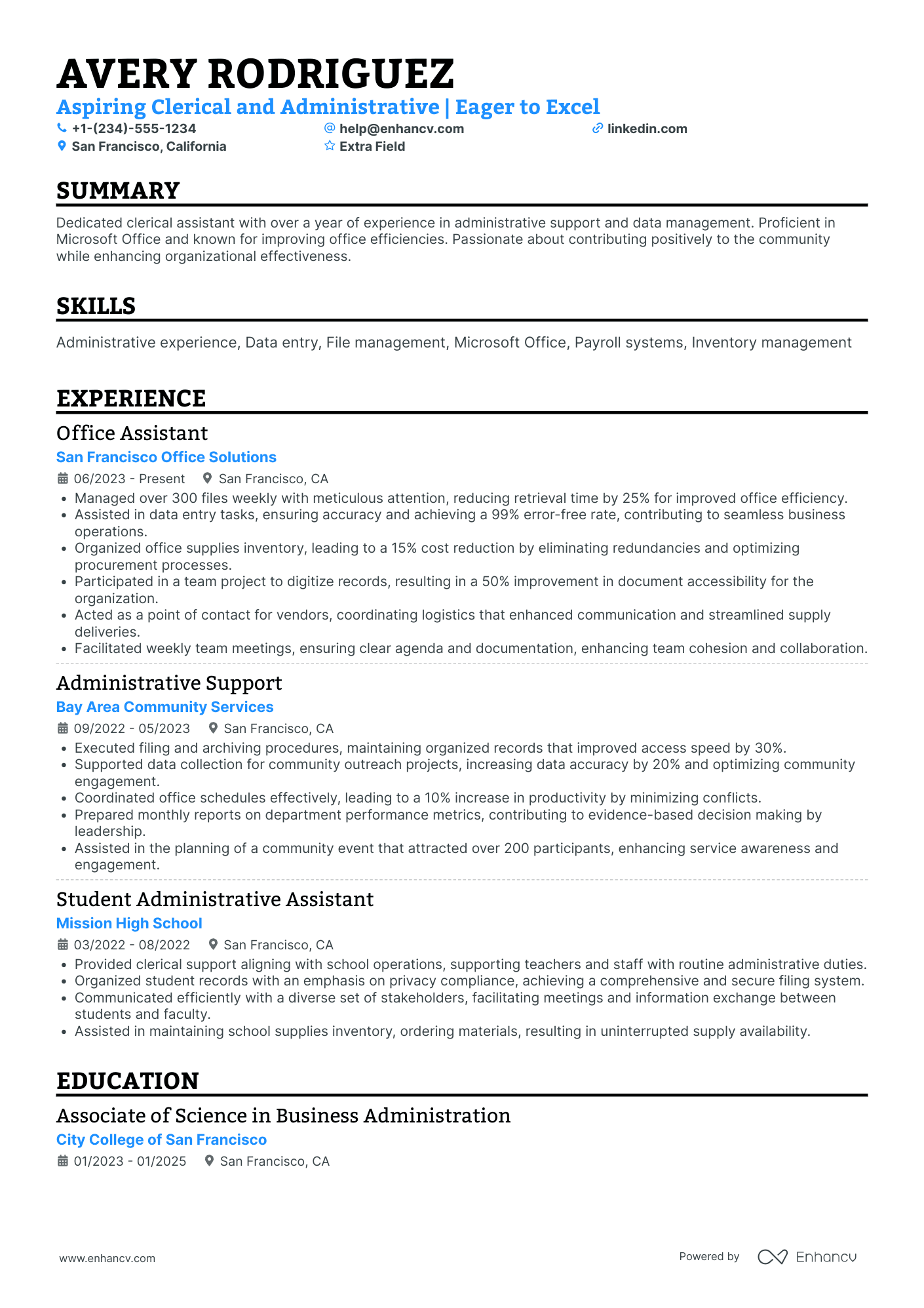 Grad School Internship Coordinator Resume Example