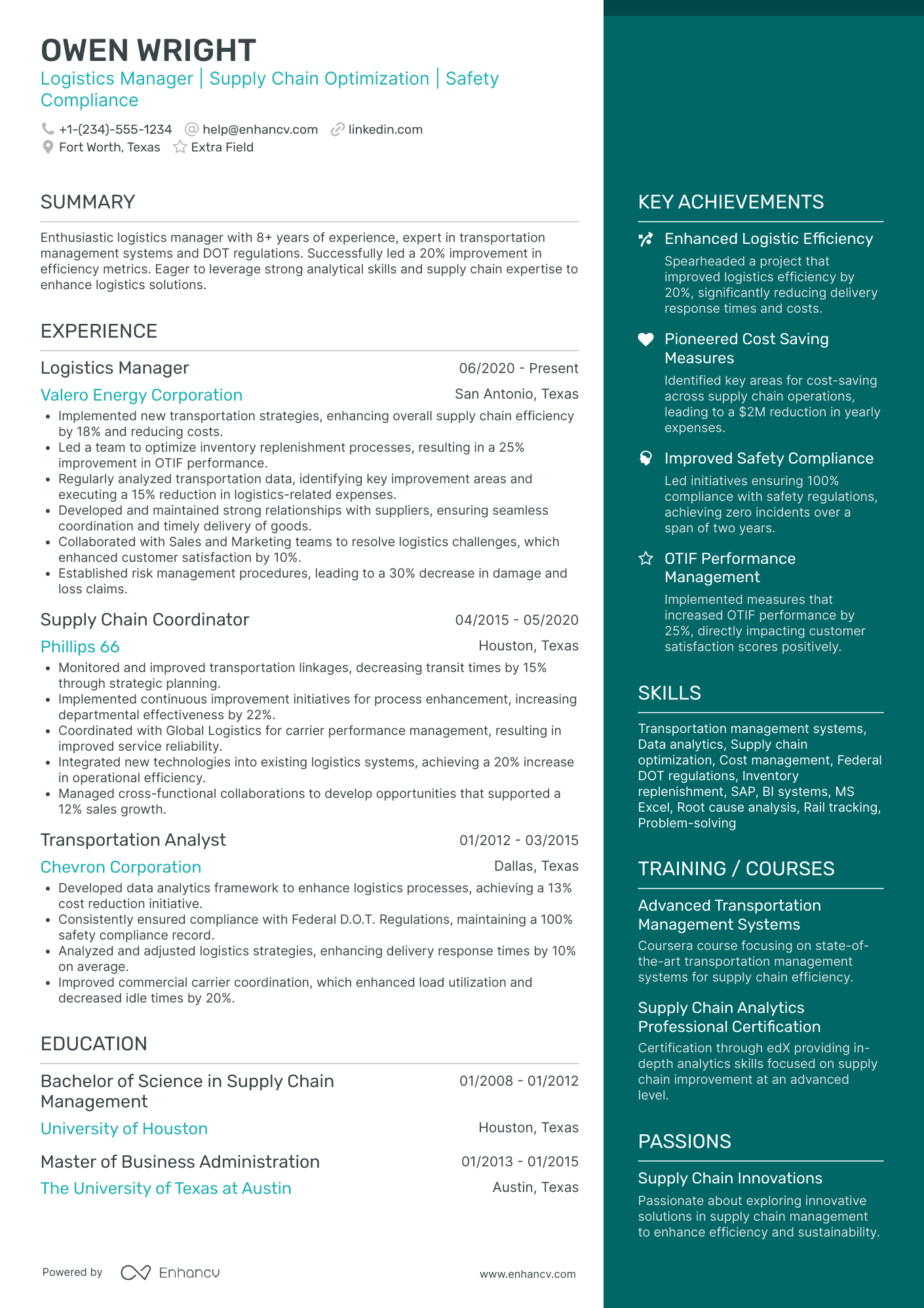 Distribution Logistics Coordinator Resume Example