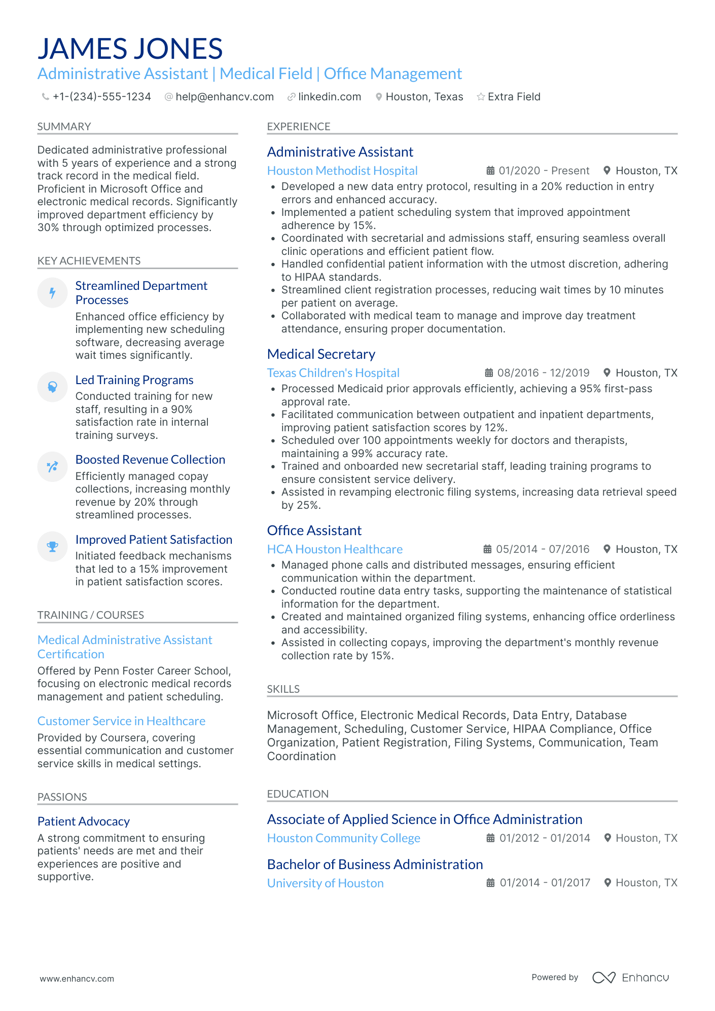 Medical Receptionist Clerk Resume Example