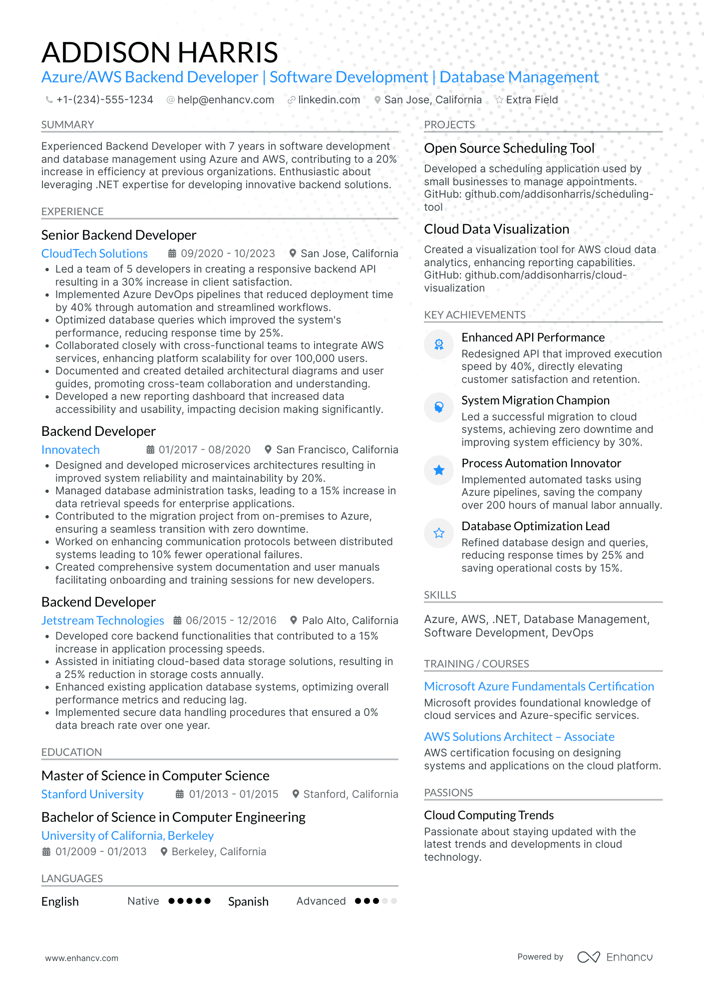 AWS Certified Developer Resume Example