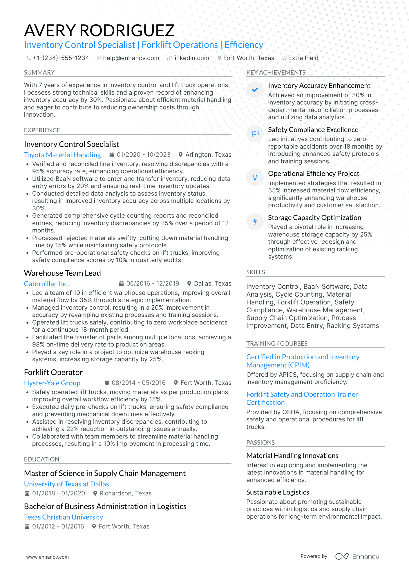 Inventory Material Handler Resume Example