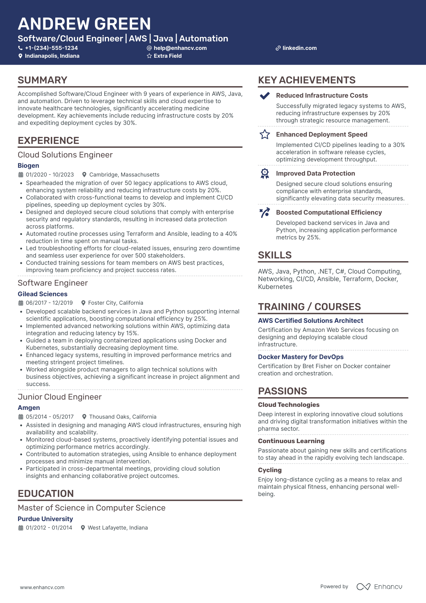 Entry Level Cloud Engineer Resume Example