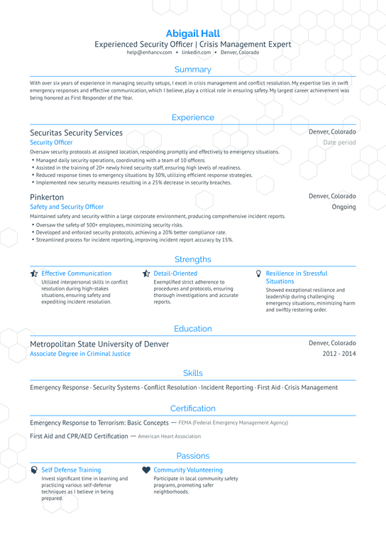 Campus Police Officer Resume Example