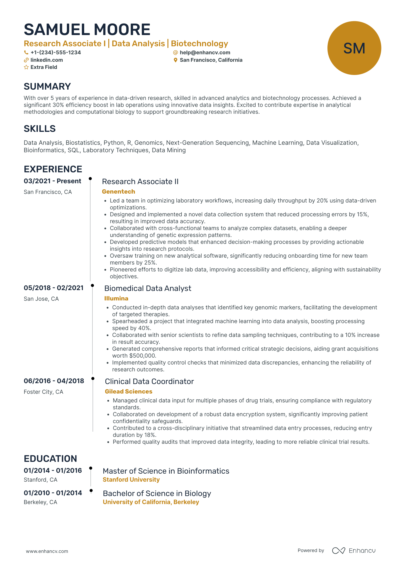 Research Associate I Resume Example