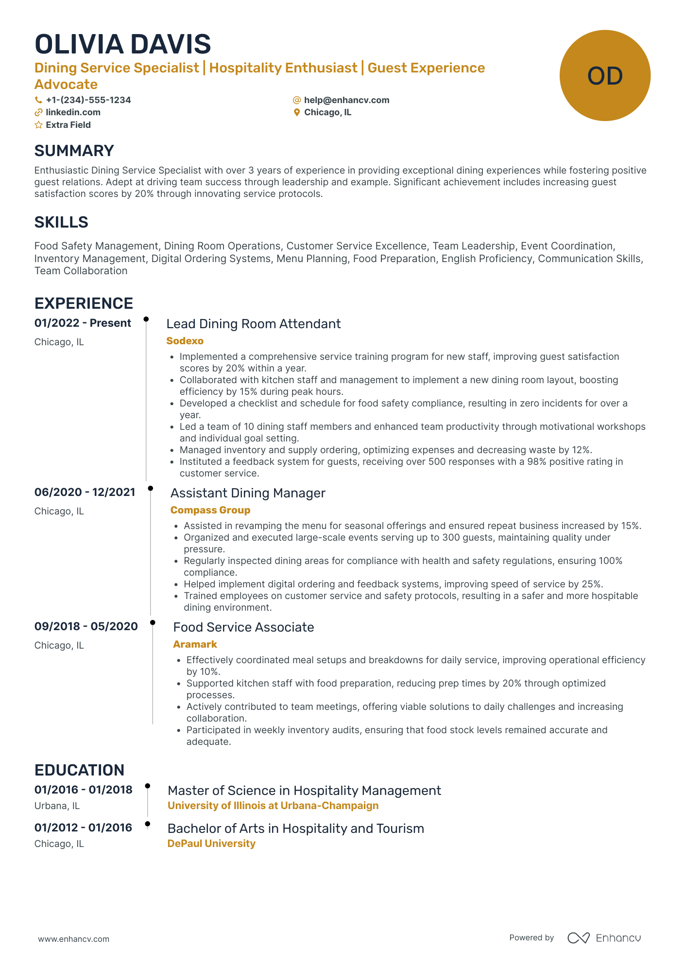 Dishwasher Specialist Resume Example