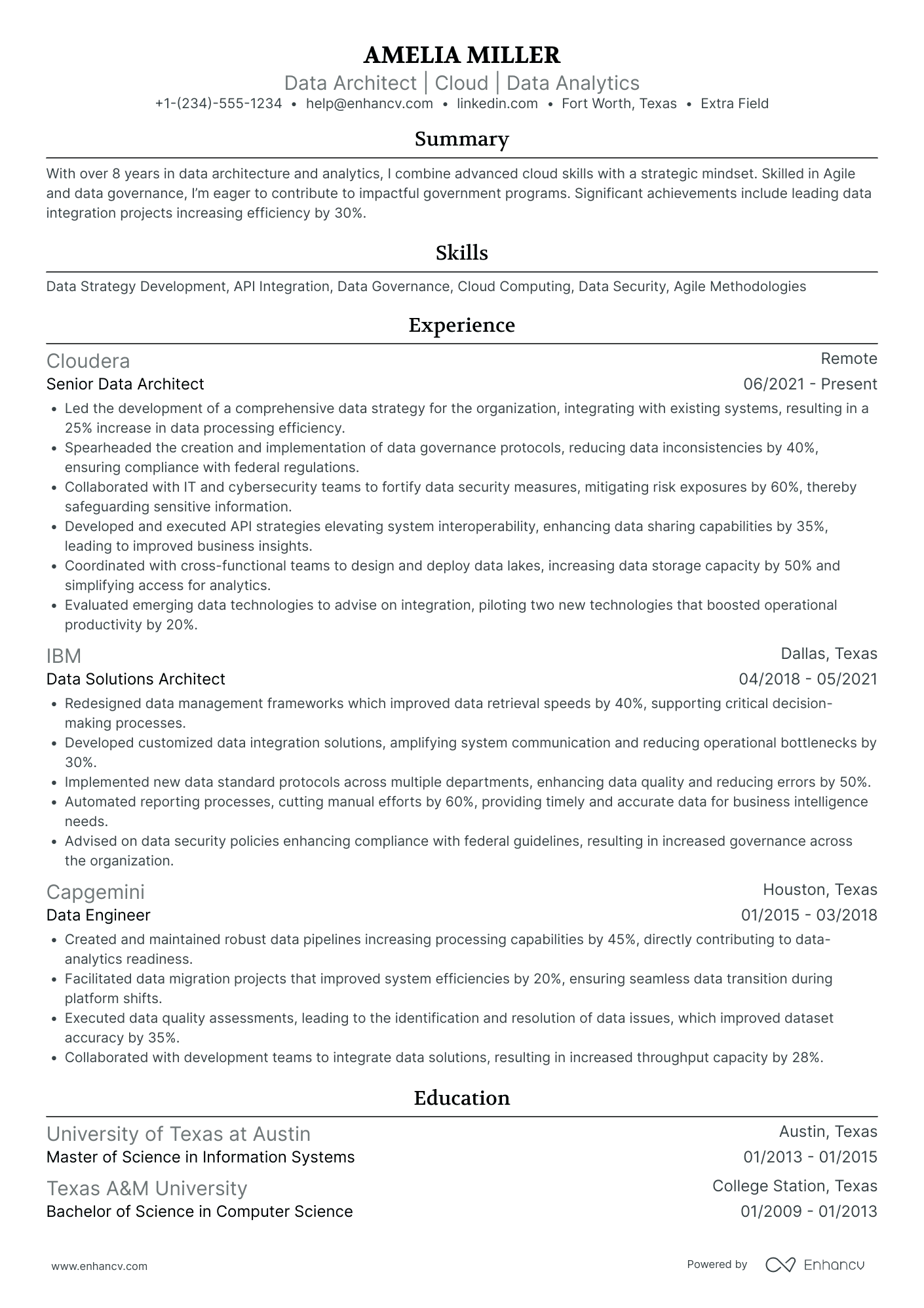 Data Integration Architect Resume Example