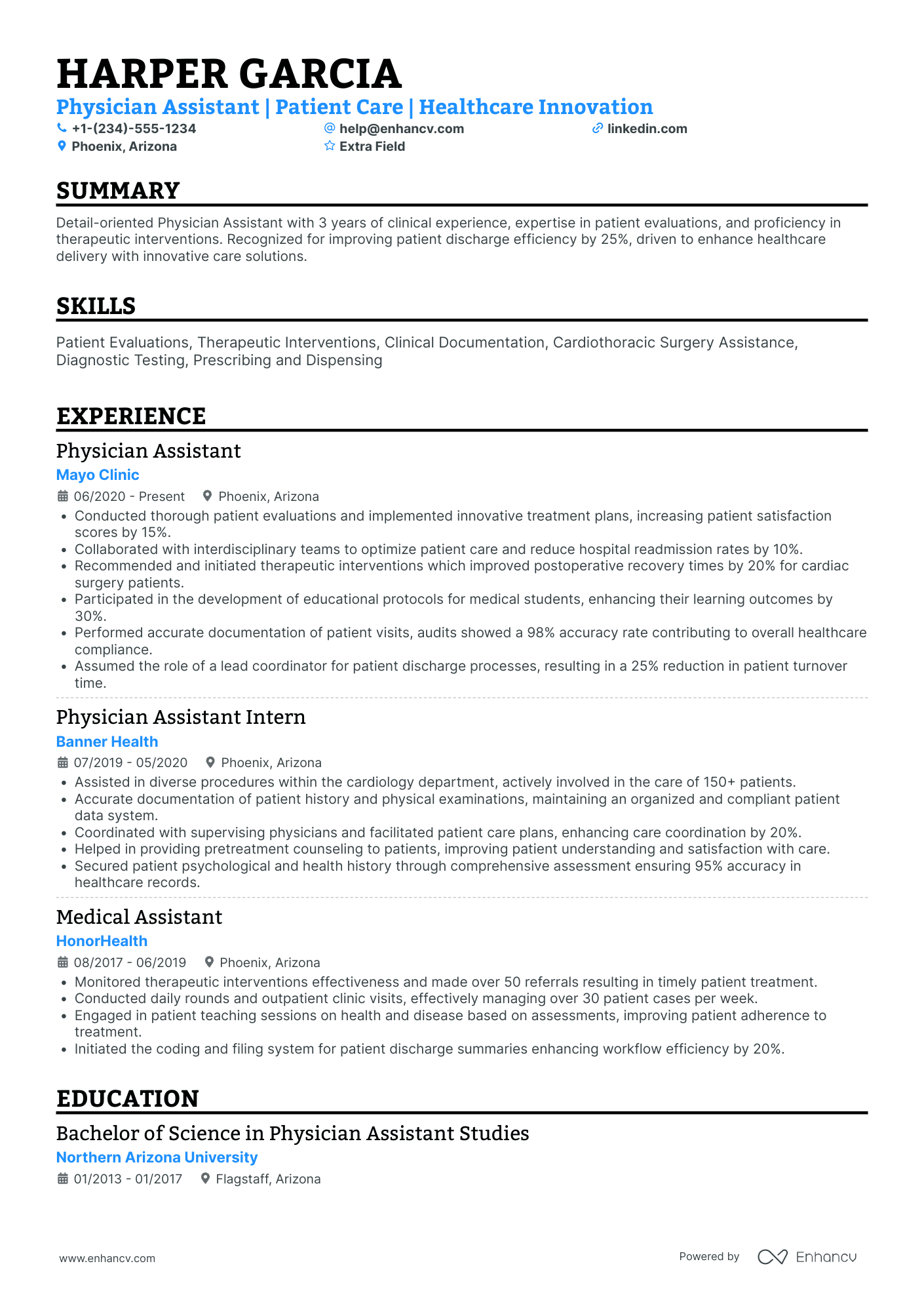 Chief Physician Assistant Resume Example