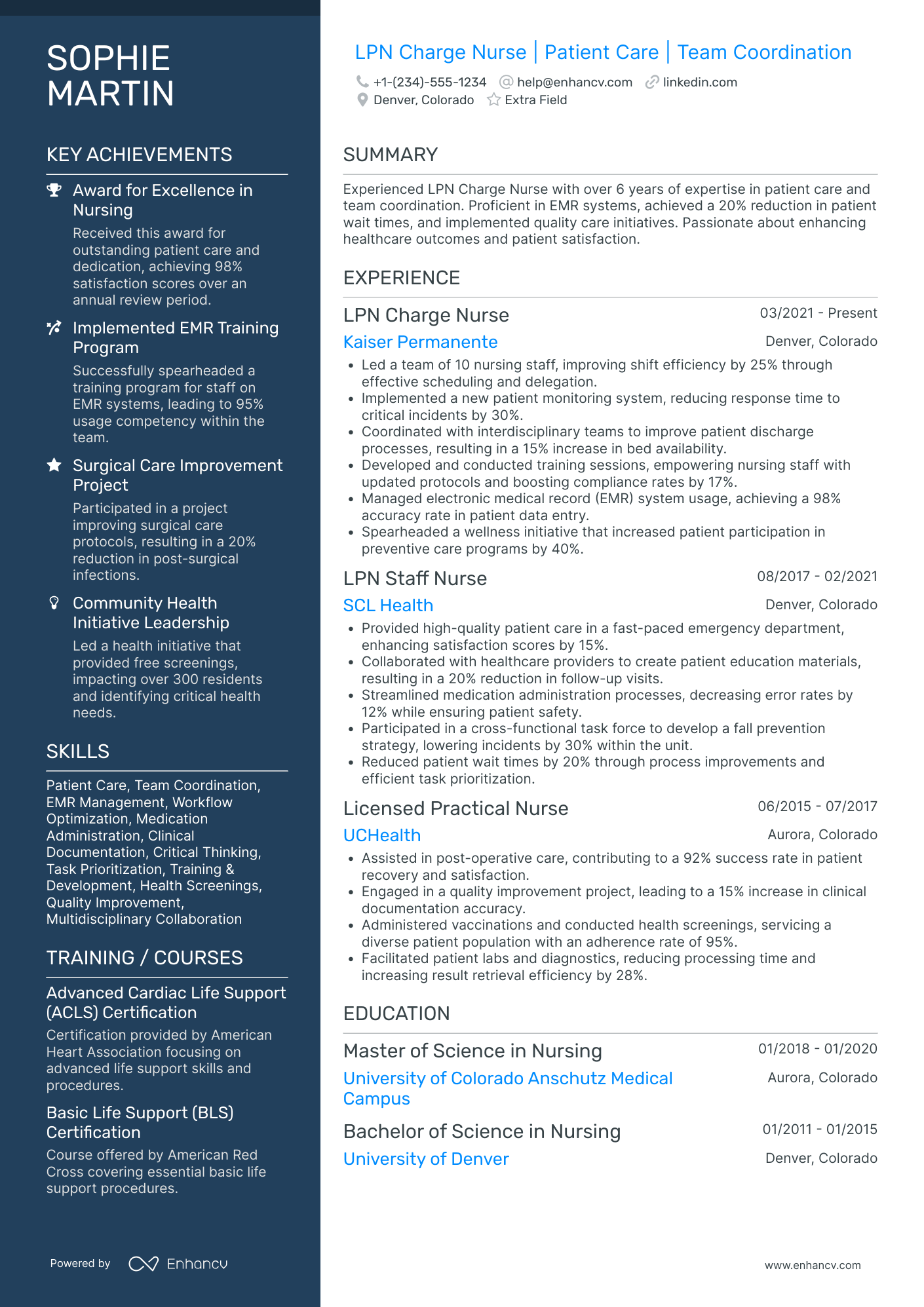 LPN Charge Nurse Resume Example