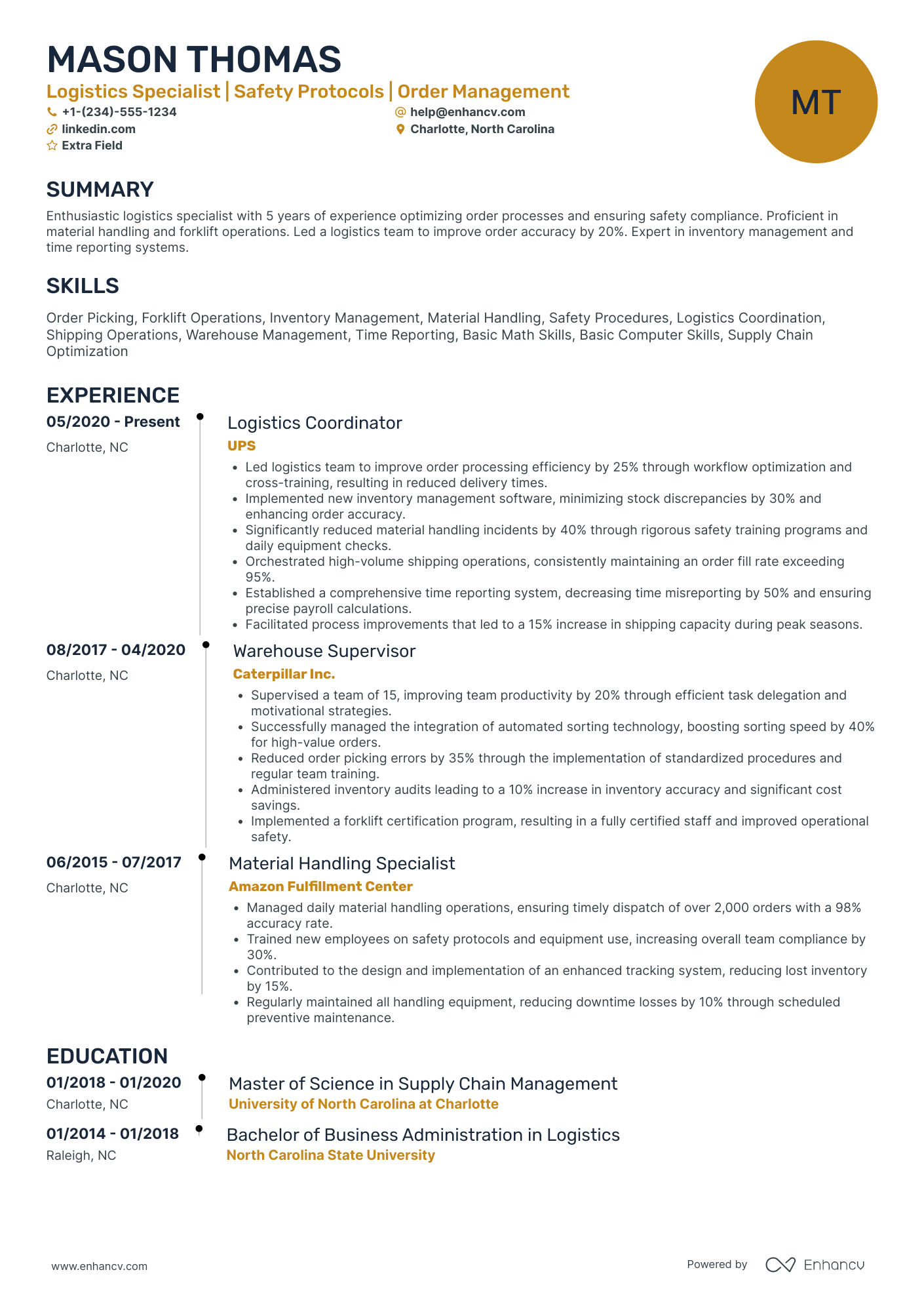 Warehouse Associate I Resume Example