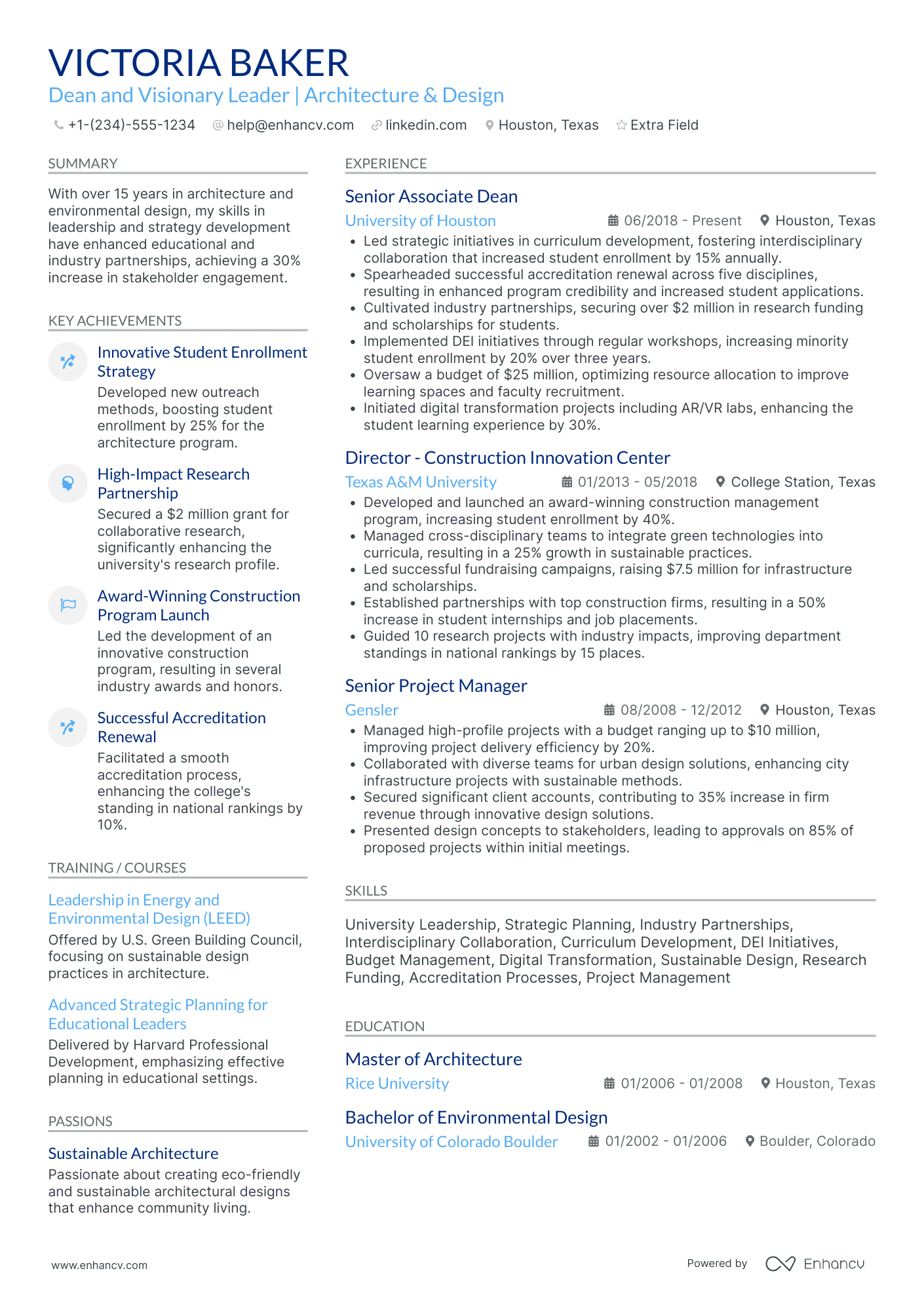 Environmental Architect Resume Example