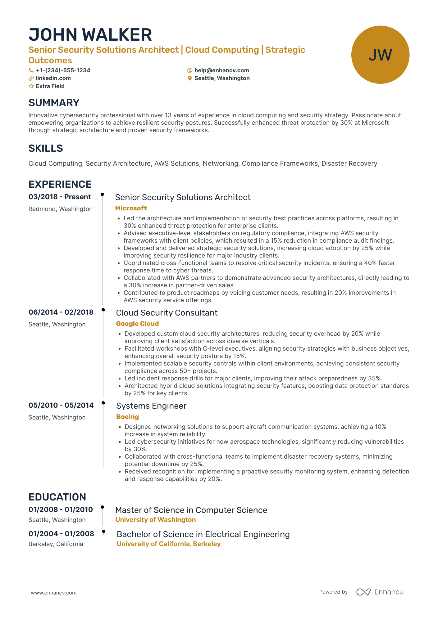 Security Solutions Architect Resume Example