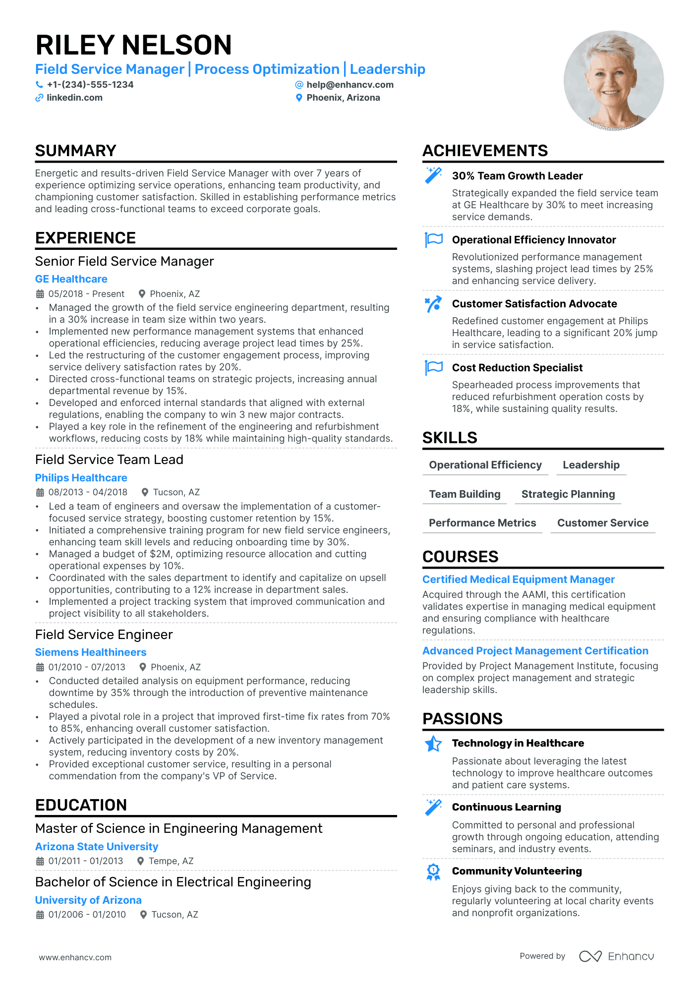 Field Service Manager Resume Example