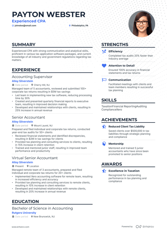 CPA Resume Example
