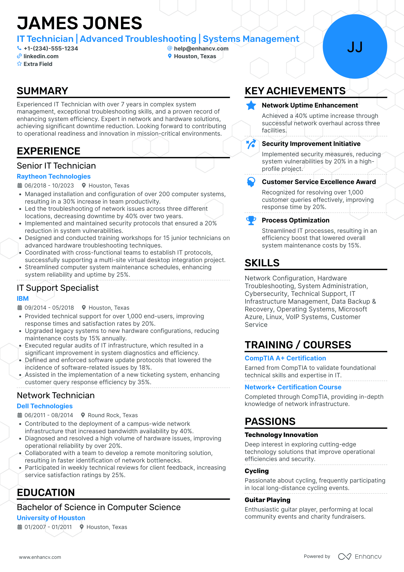 Entry Level IT Technician Resume Example