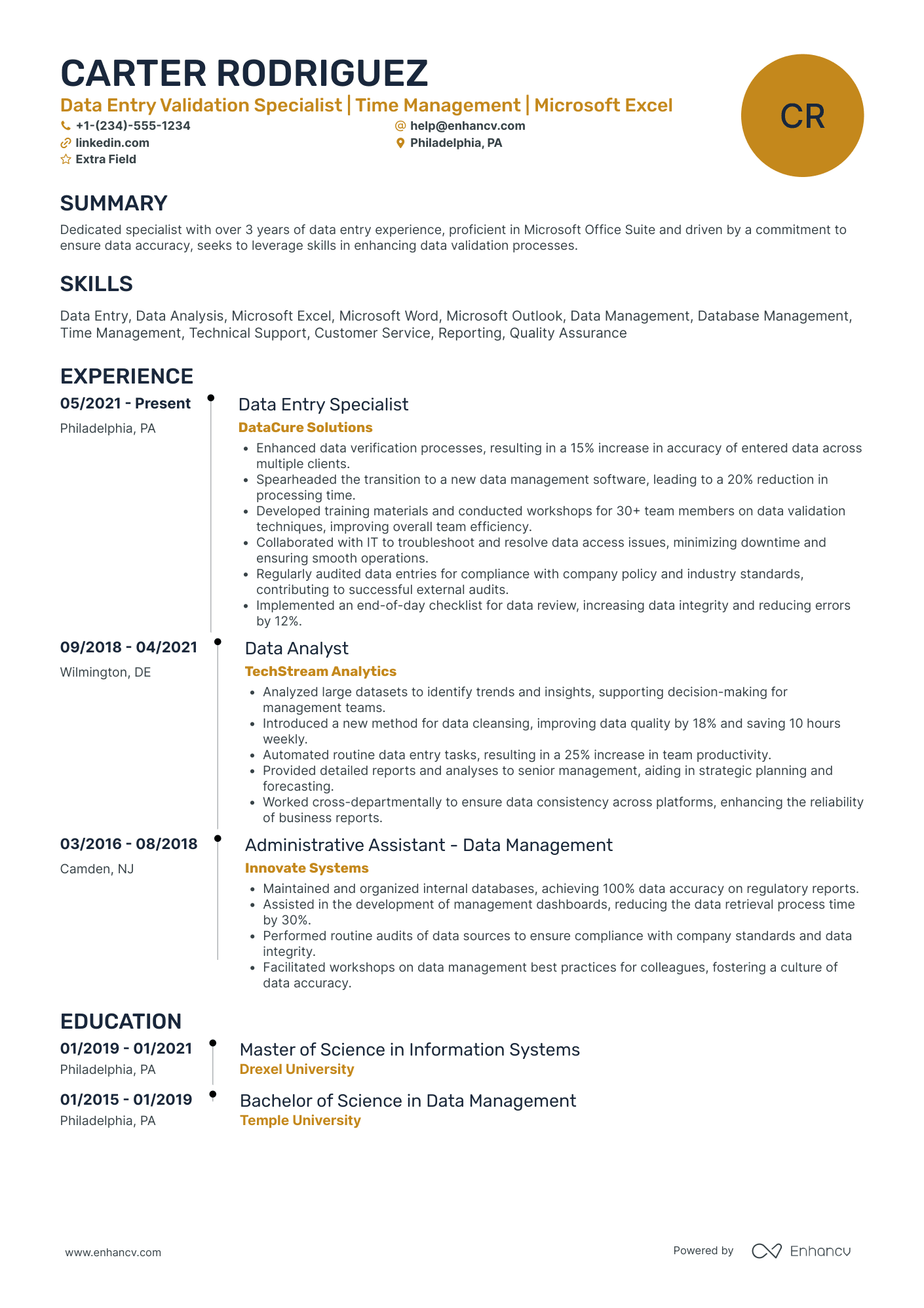 Work from Home Data Entry Specialist Resume Example