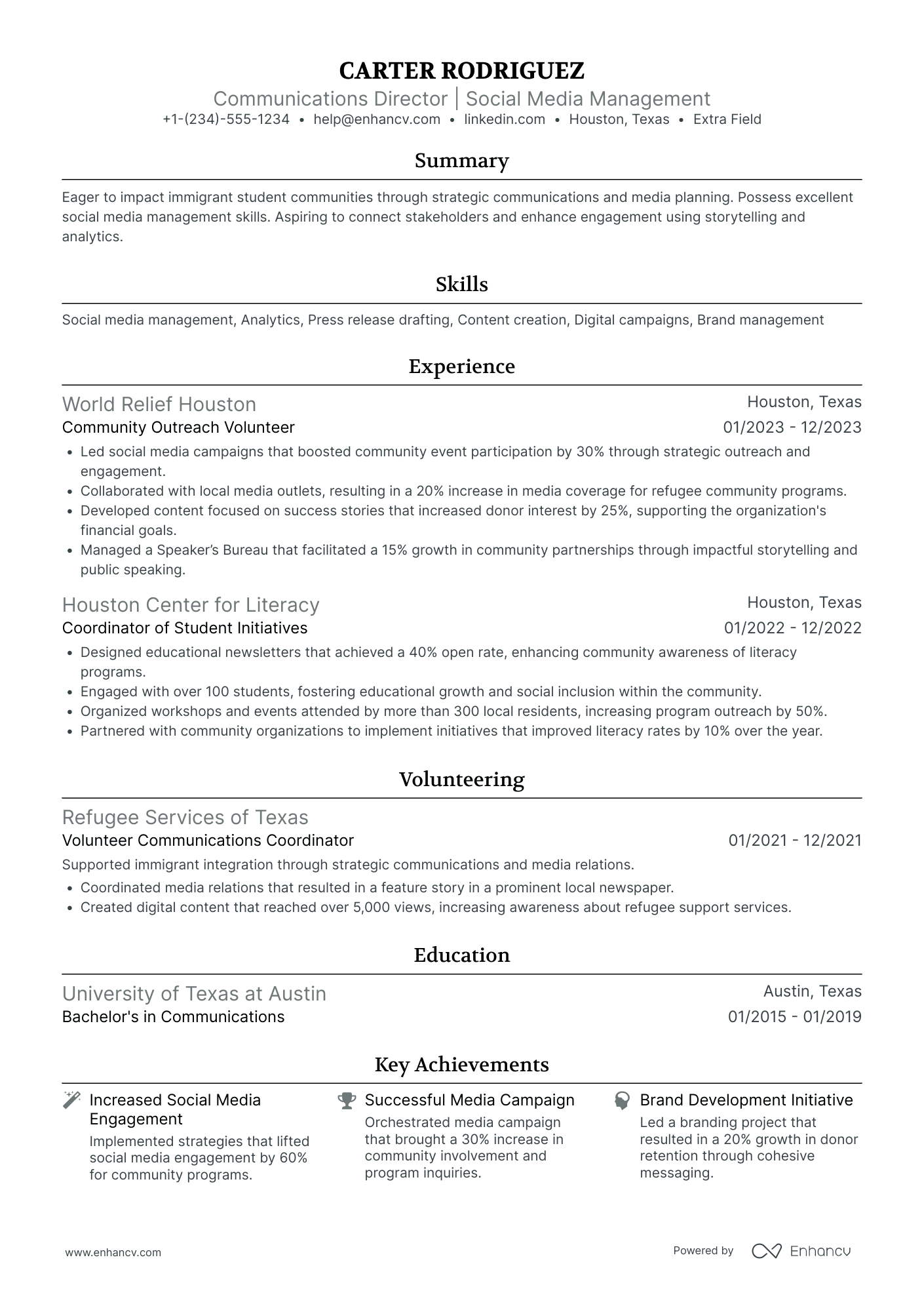 Director of Internal Communications Resume Example